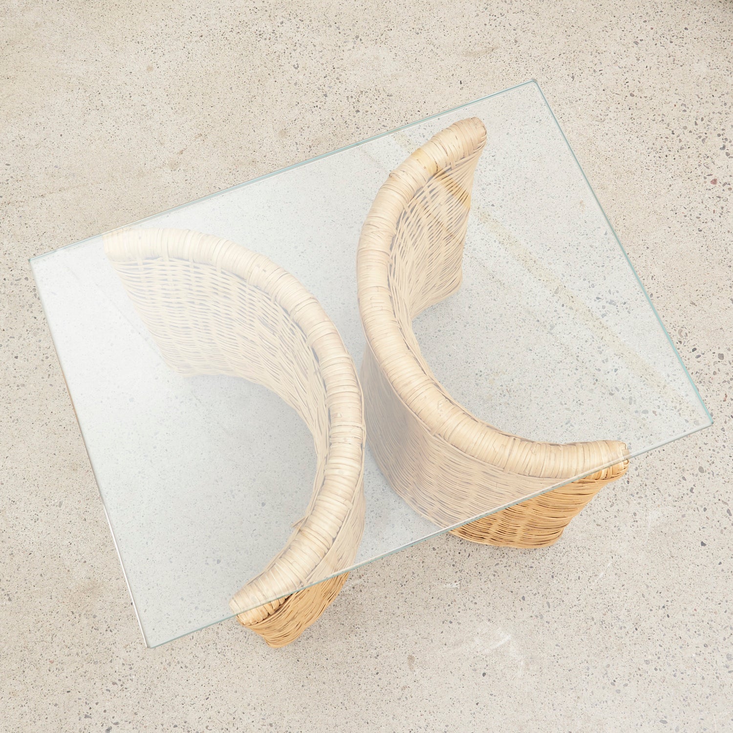 Glass & Rattan Side Table
