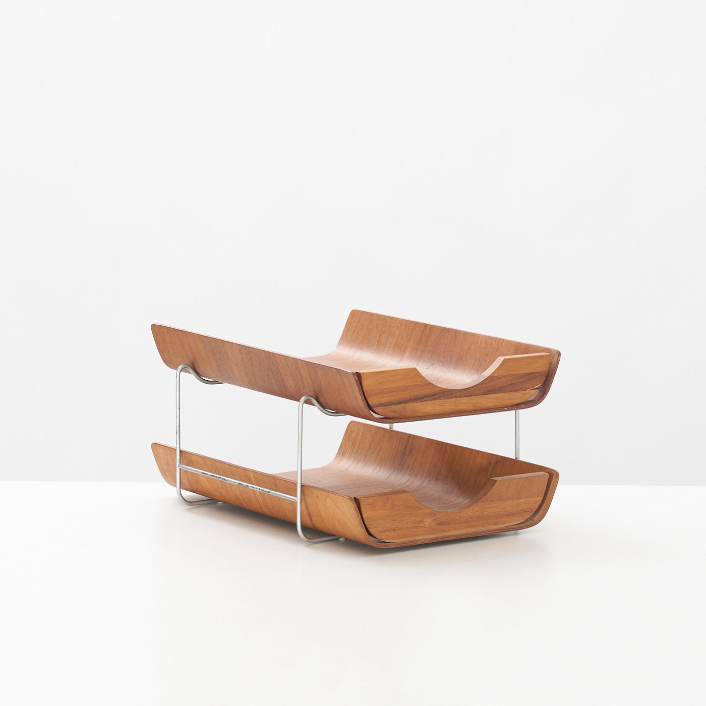Vintage Tiered Teak Paper Tray
