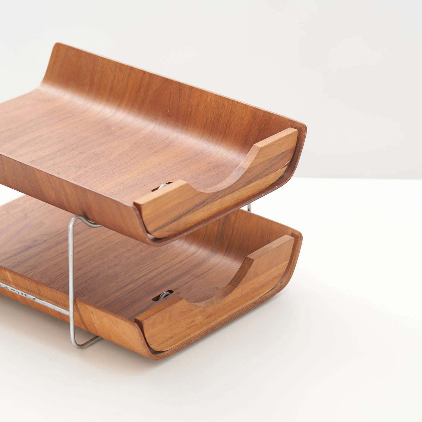 Vintage Tiered Teak Paper Tray
