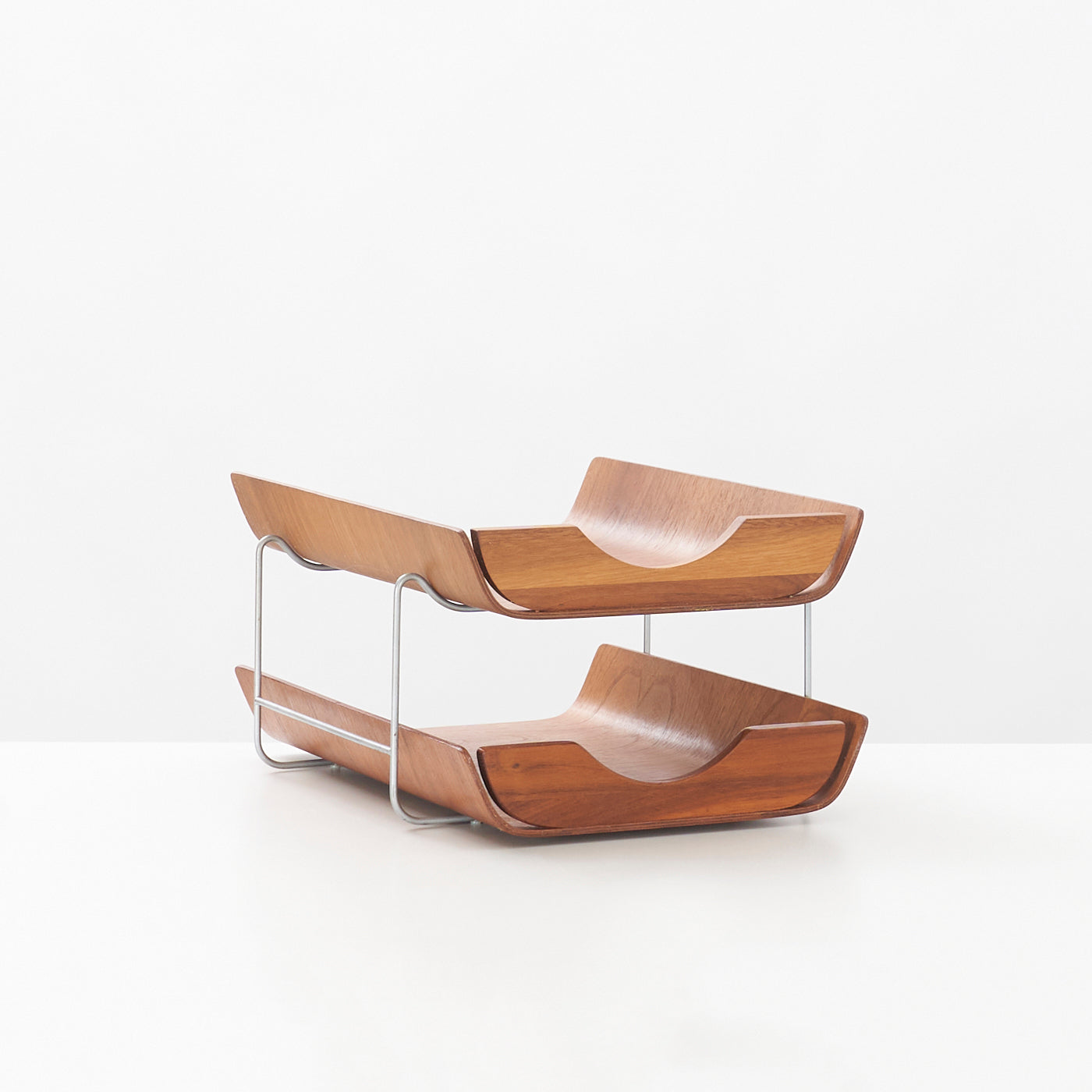 Vintage Teak Tiered Paper Tray