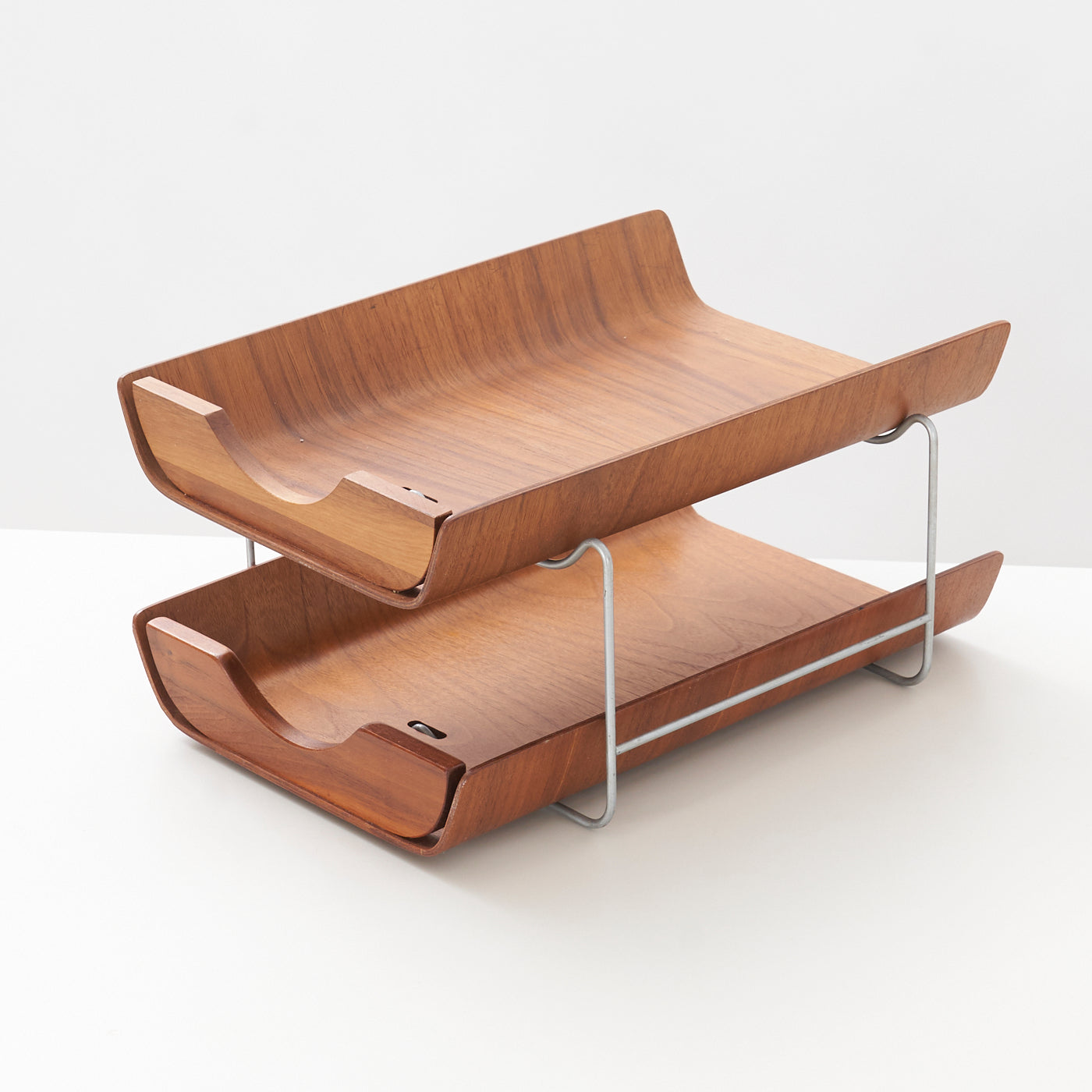Vintage Teak Tiered Paper Tray