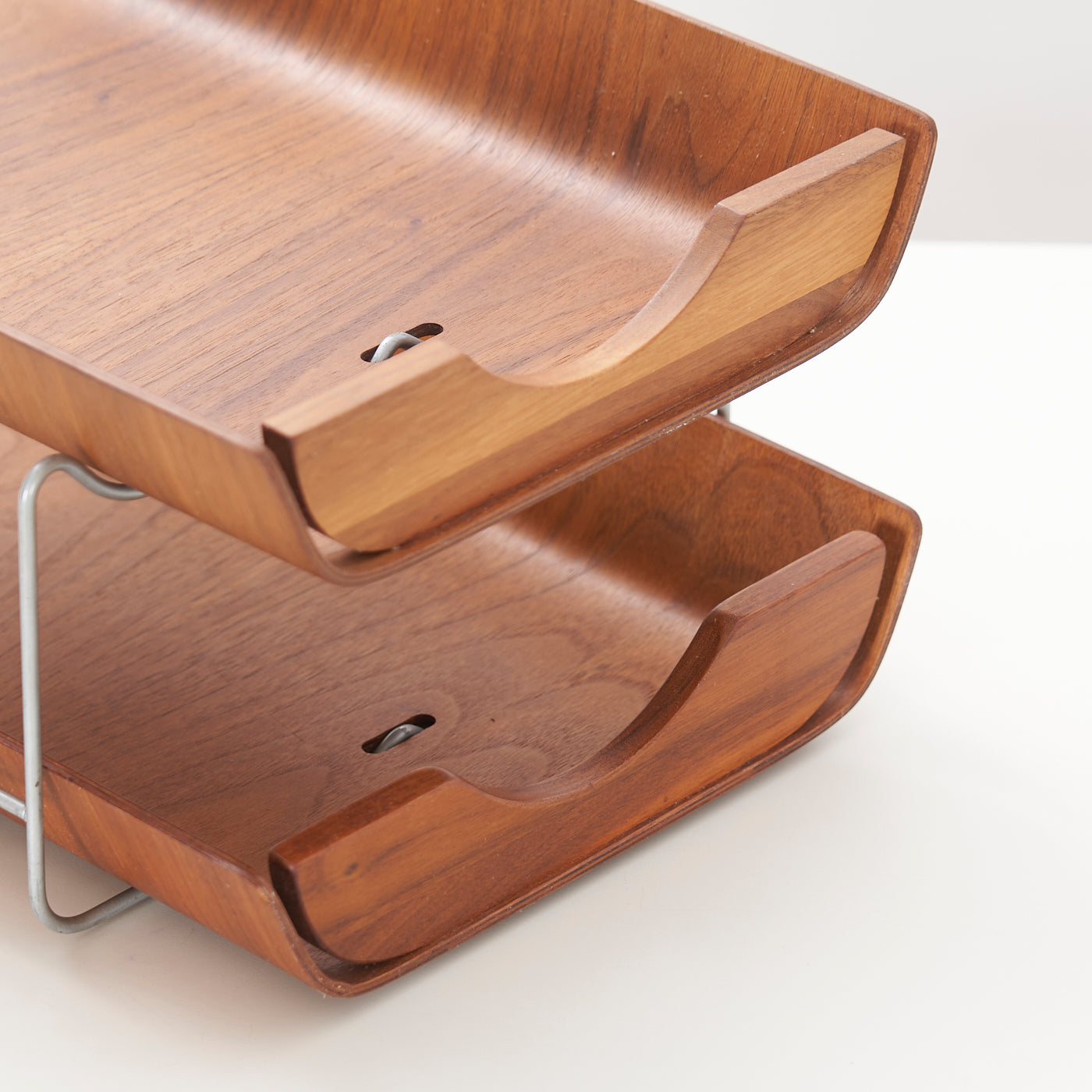 Vintage Teak Tiered Paper Tray