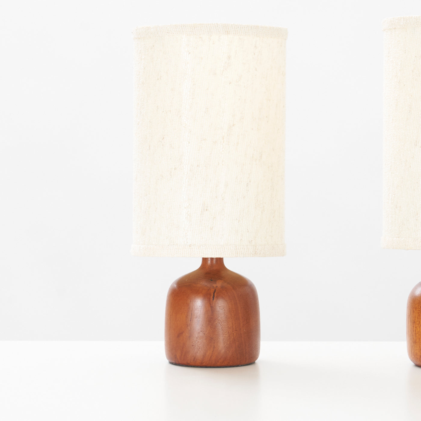 Pair of Small Teak Table Lamps