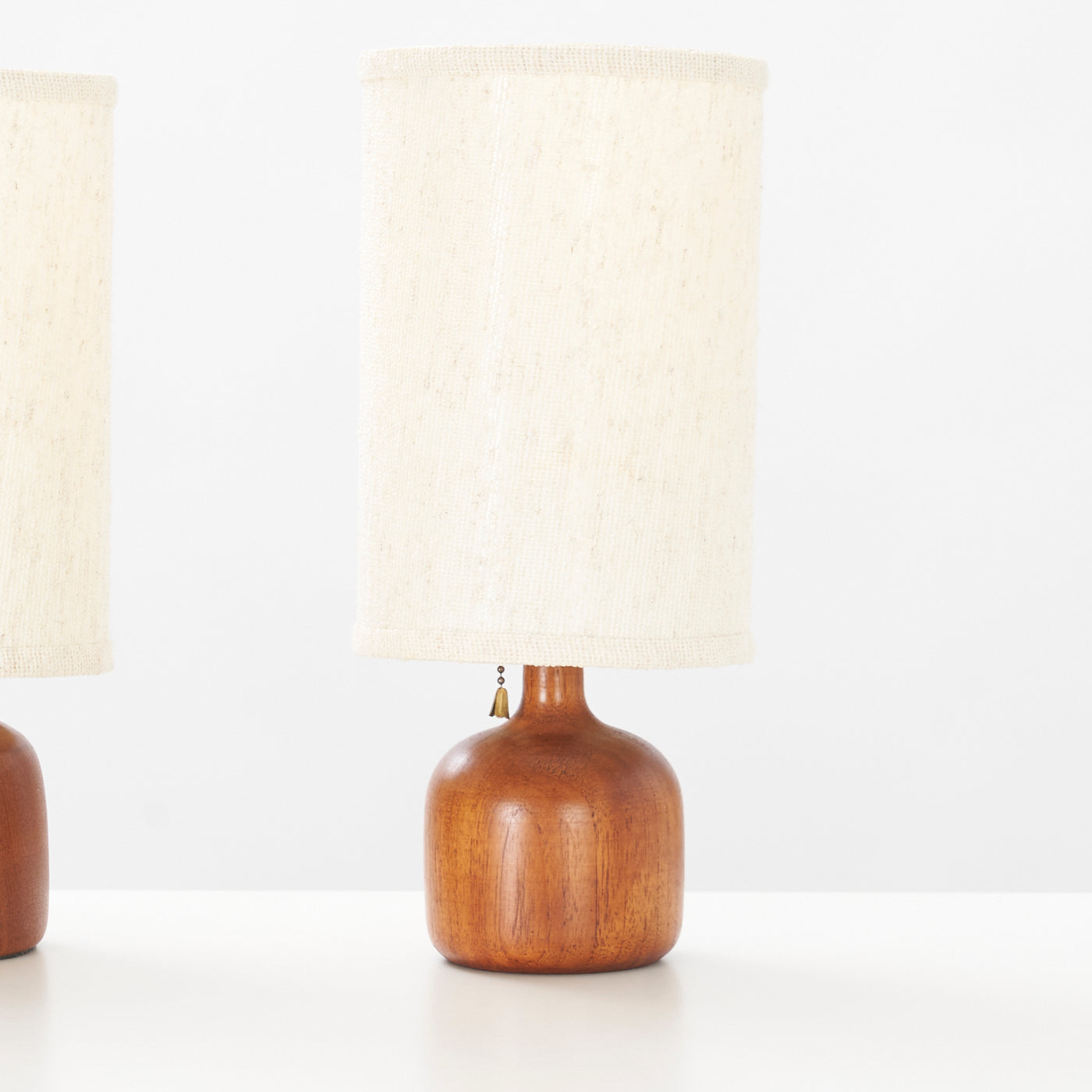 Pair of Small Teak Table Lamps
