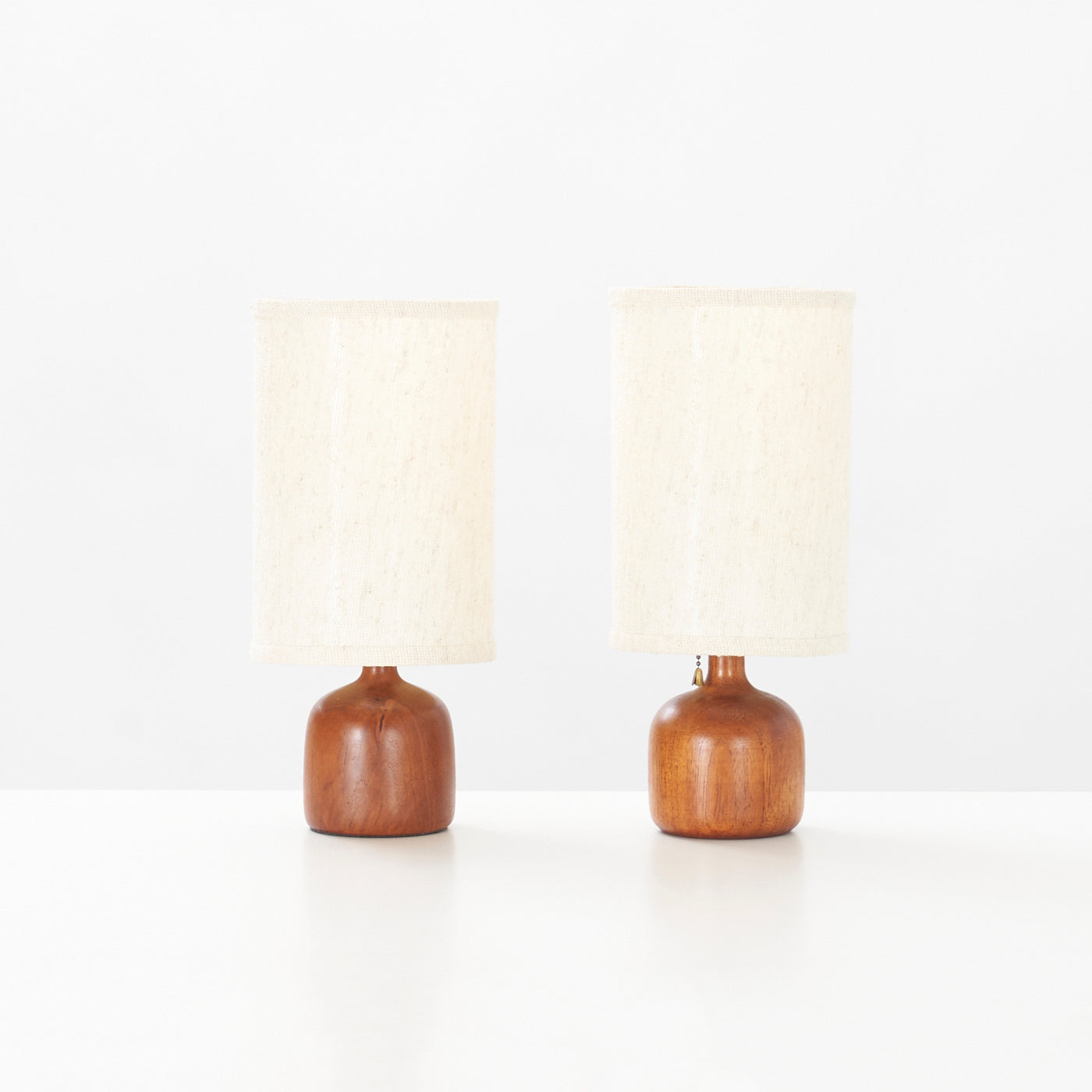 Pair of Small Teak Table Lamps