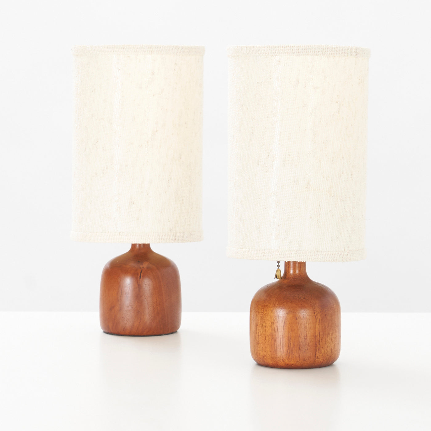 Pair of Small Teak Table Lamps