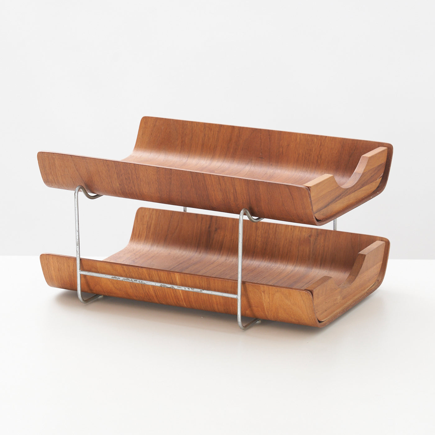 Vintage Tiered Teak Paper Tray