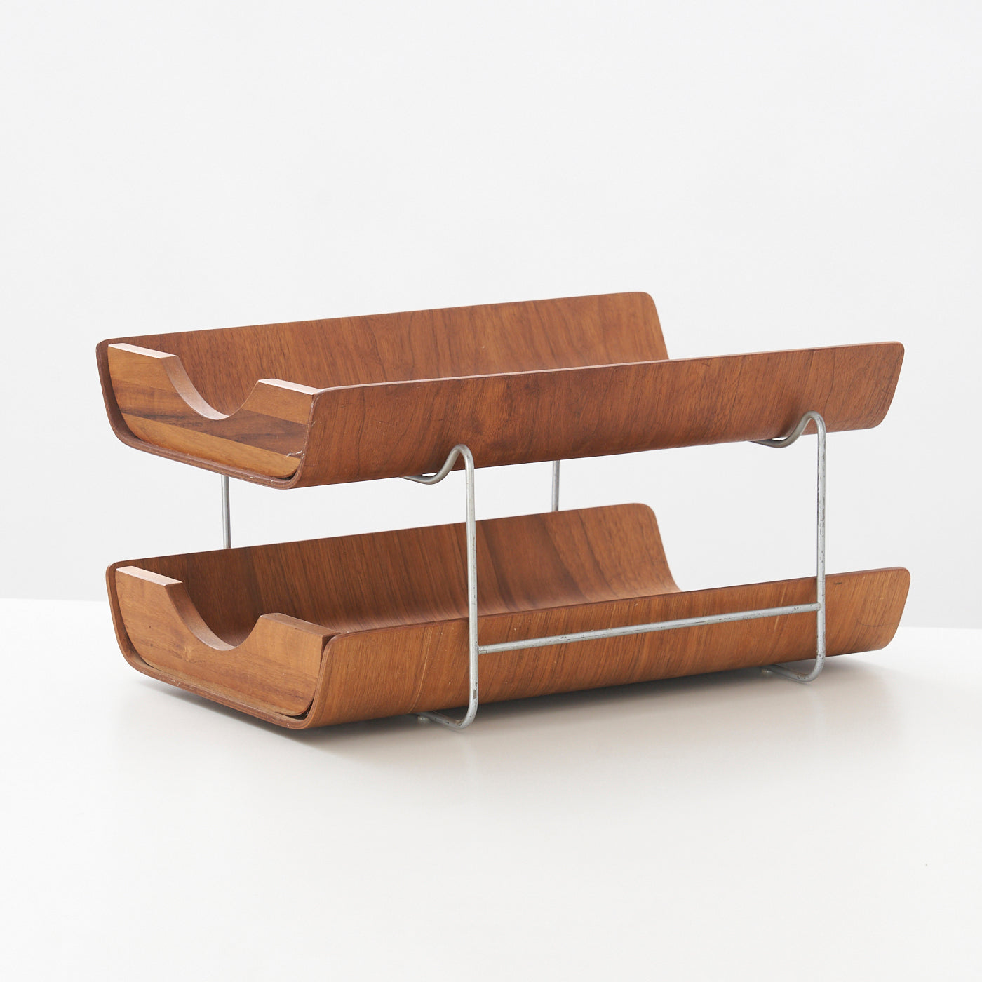 Vintage Tiered Teak Paper Tray