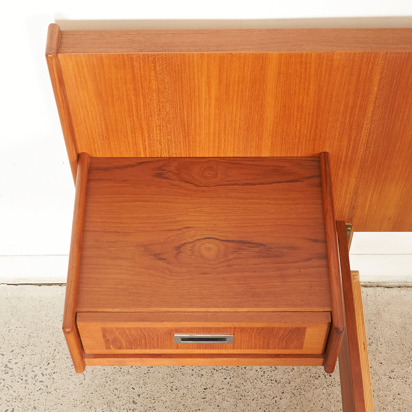 Teak Double Bed w/ Floating Nightstands