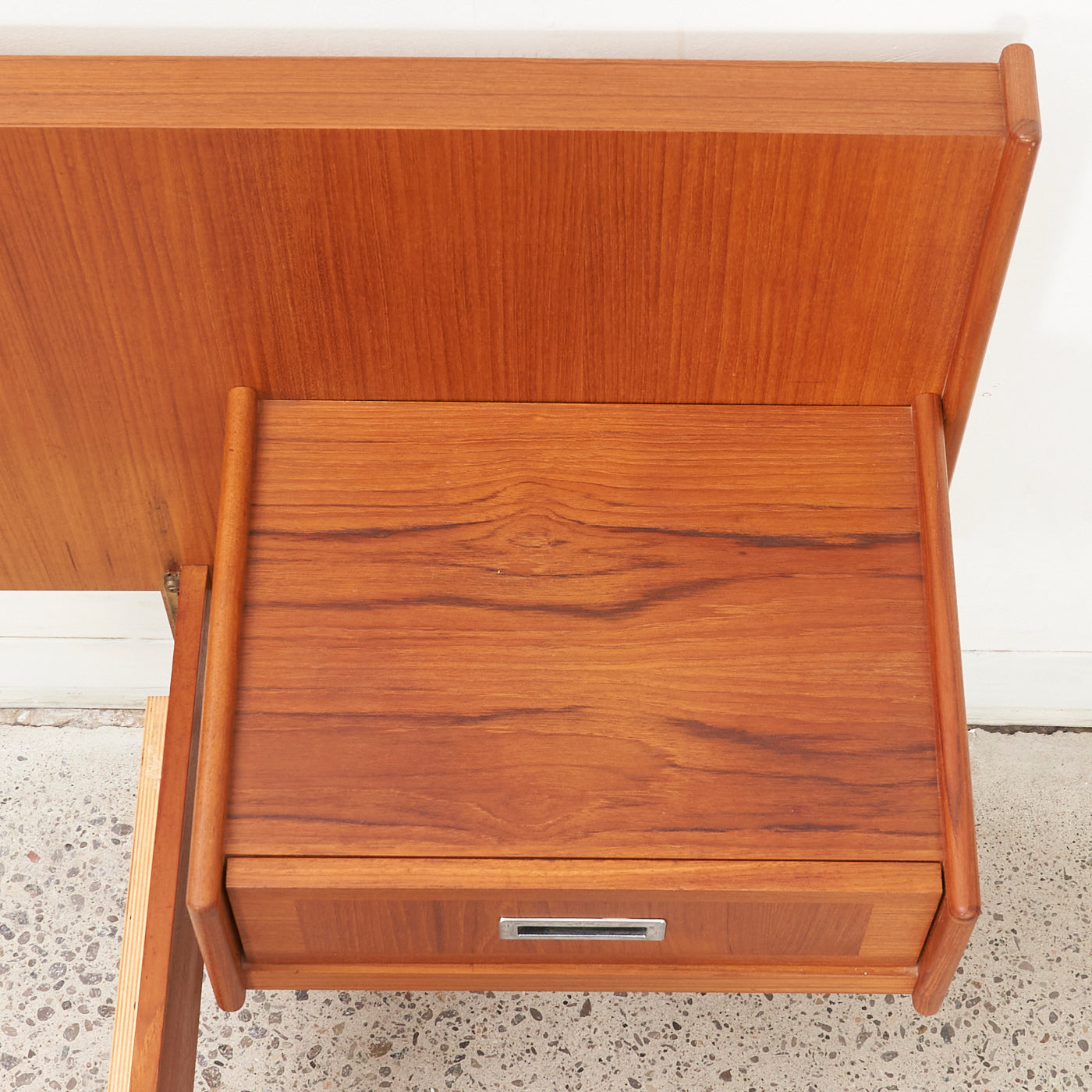 Teak Double Bed w/ Floating Nightstands