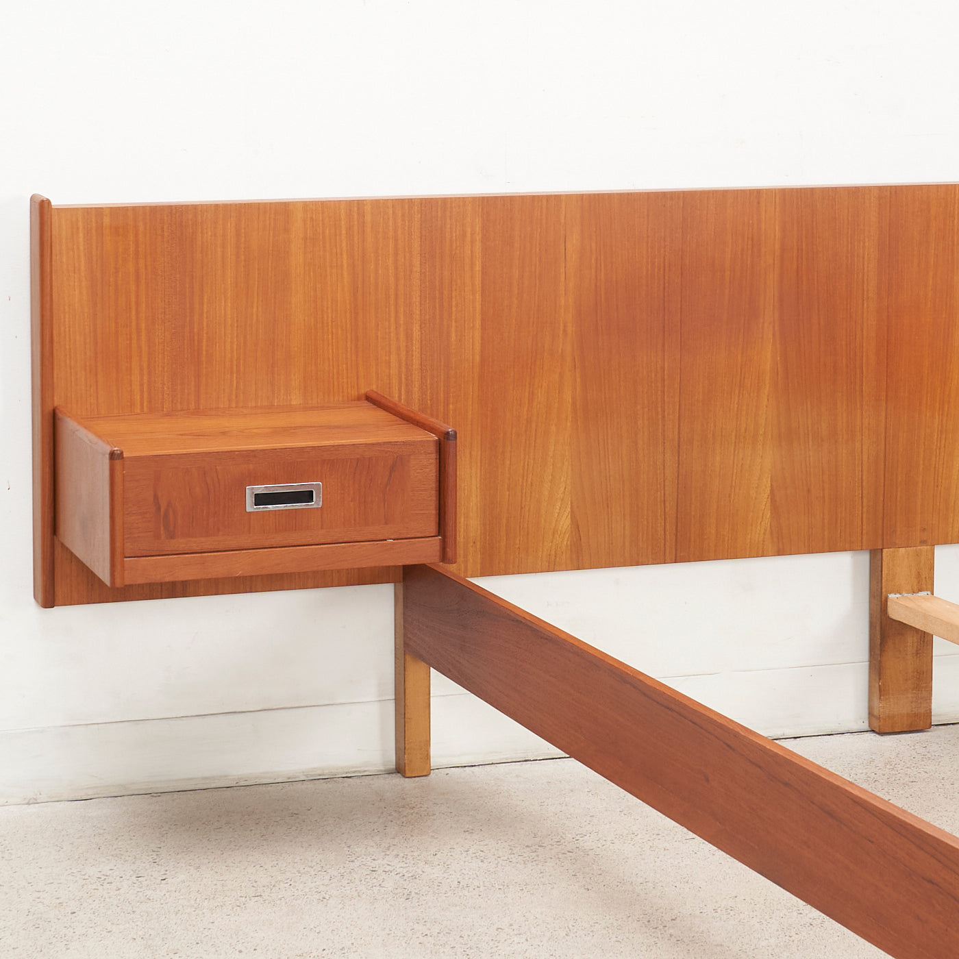 Teak Double Bed w/ Floating Nightstands
