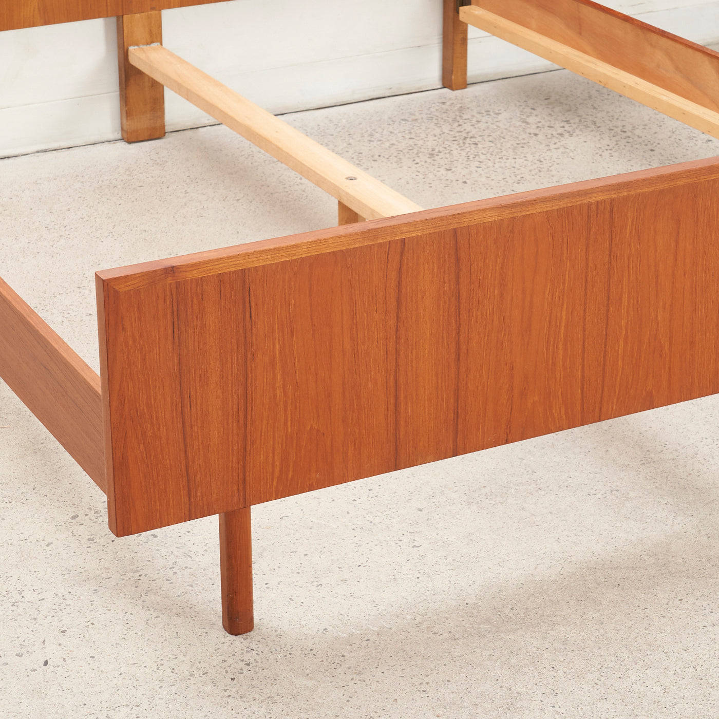 Teak Double Bed w/ Floating Nightstands