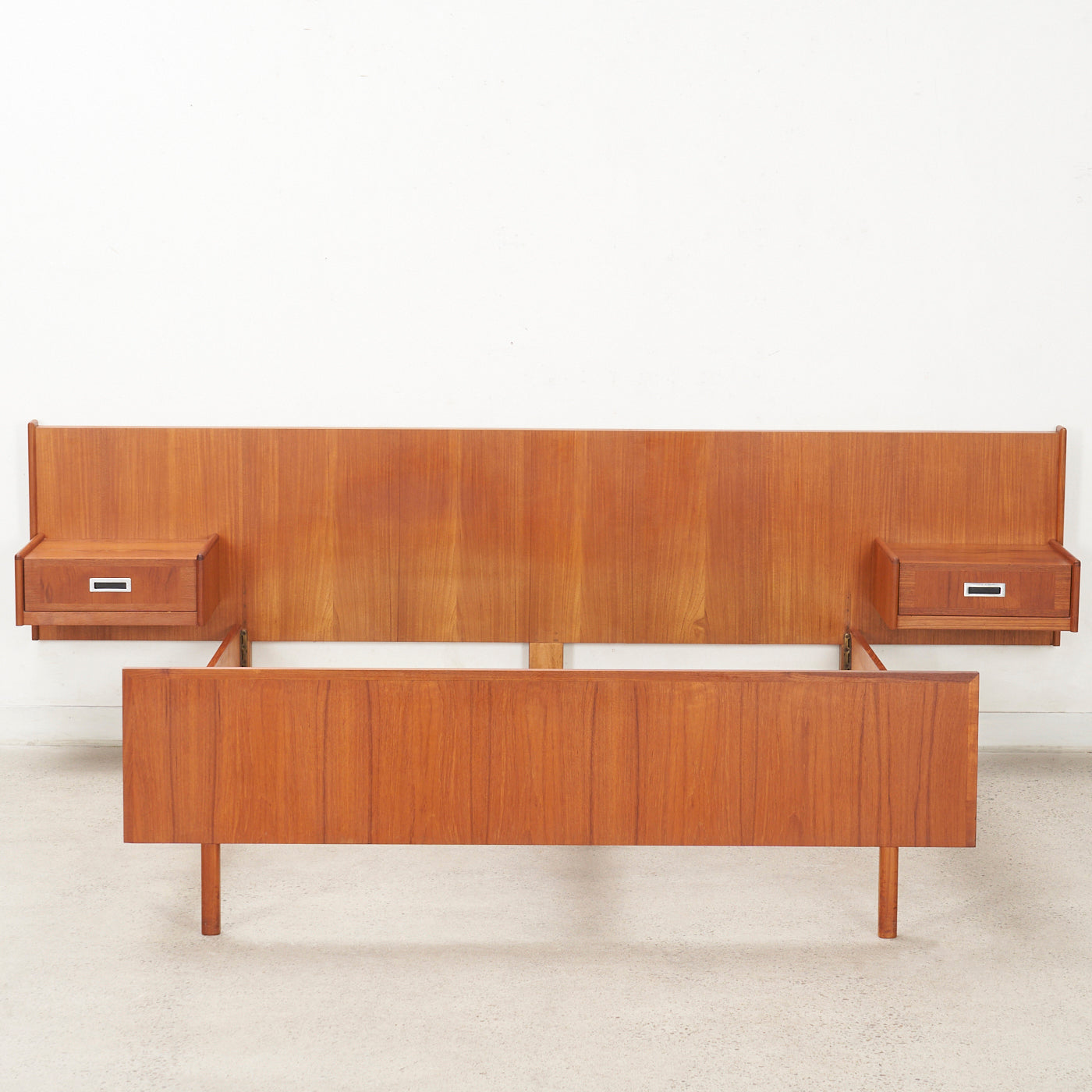 Teak Double Bed w/ Floating Nightstands