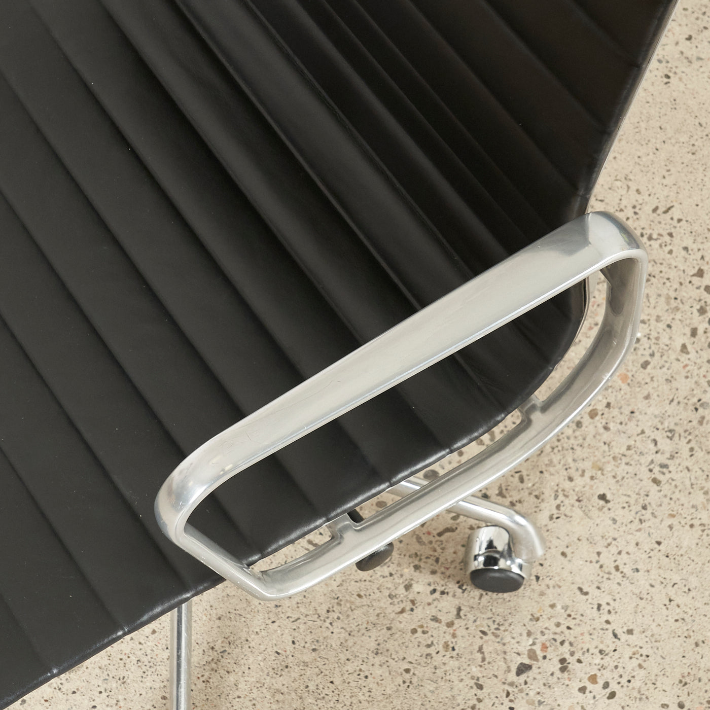 Black Leather Eames Management Chair for Herman Miller
