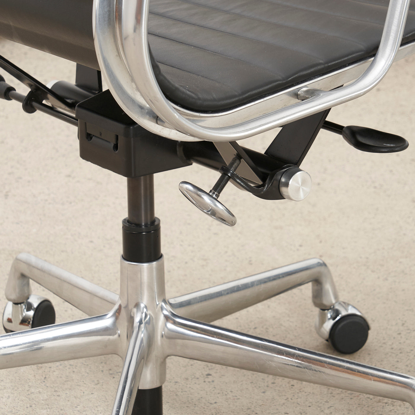 Black Leather Eames Management Chair for Herman Miller