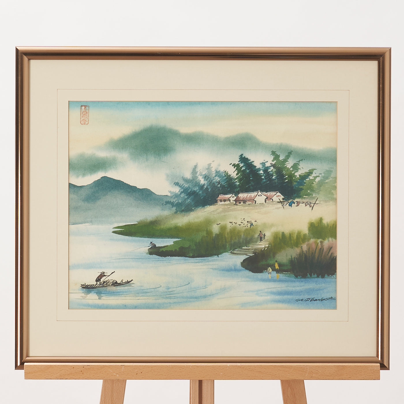 Signed Watercolour Painting of Shoreline