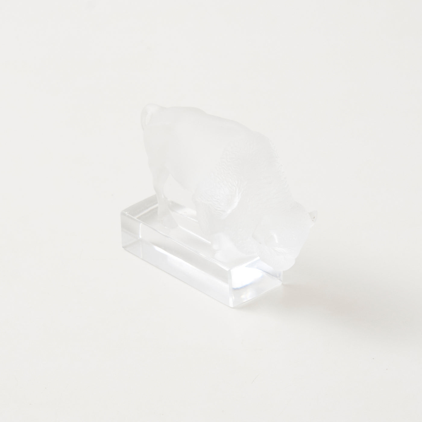 Signed Frosted Glass Bison Paperweight