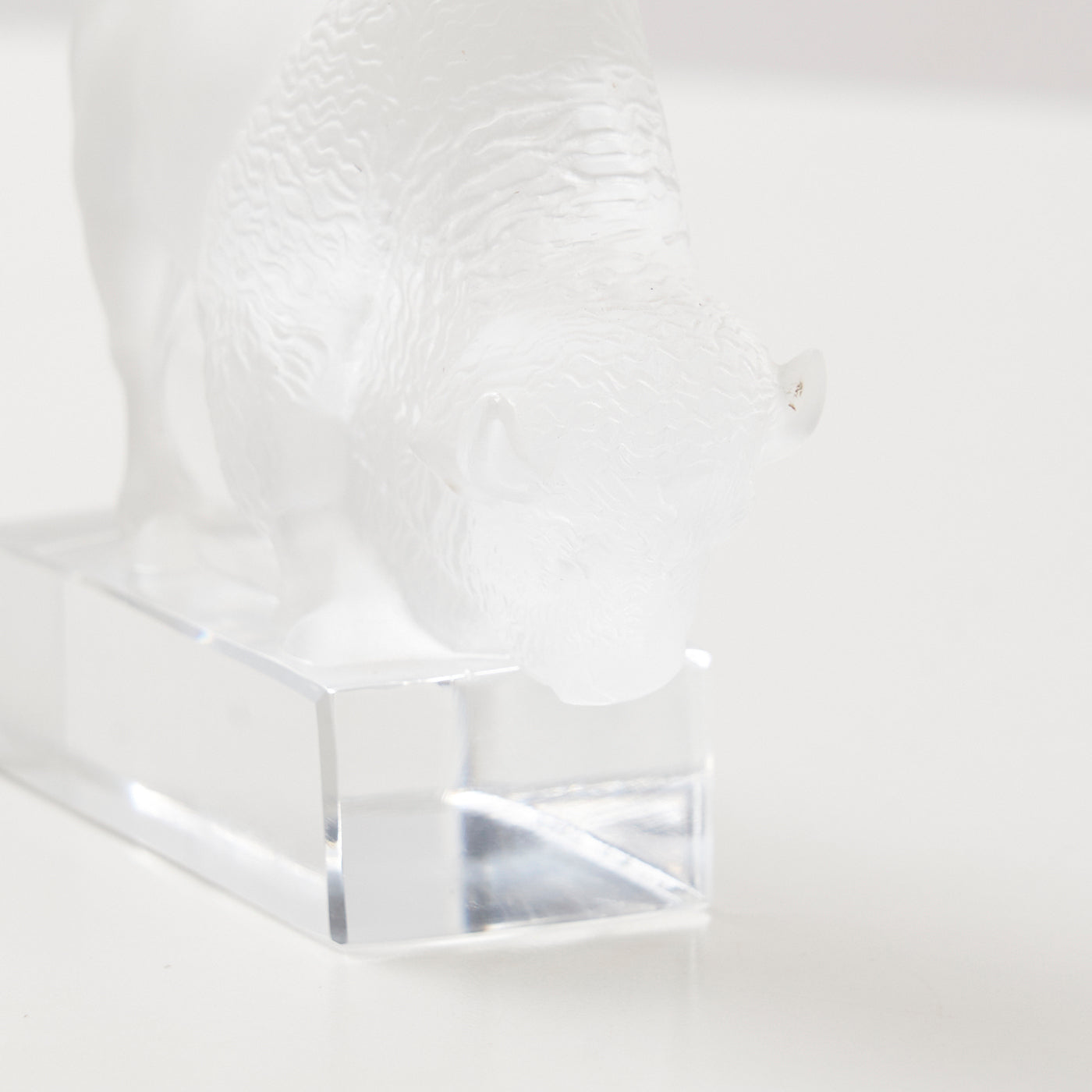 Signed Frosted Glass Bison Paperweight