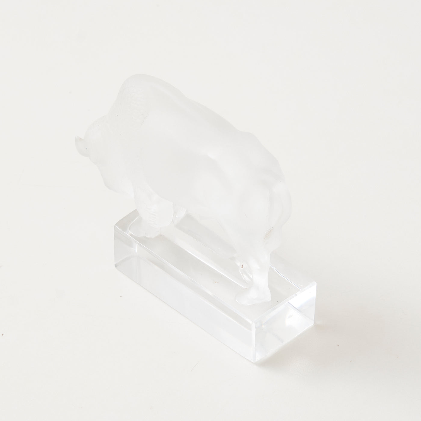 Signed Frosted Glass Bison Paperweight