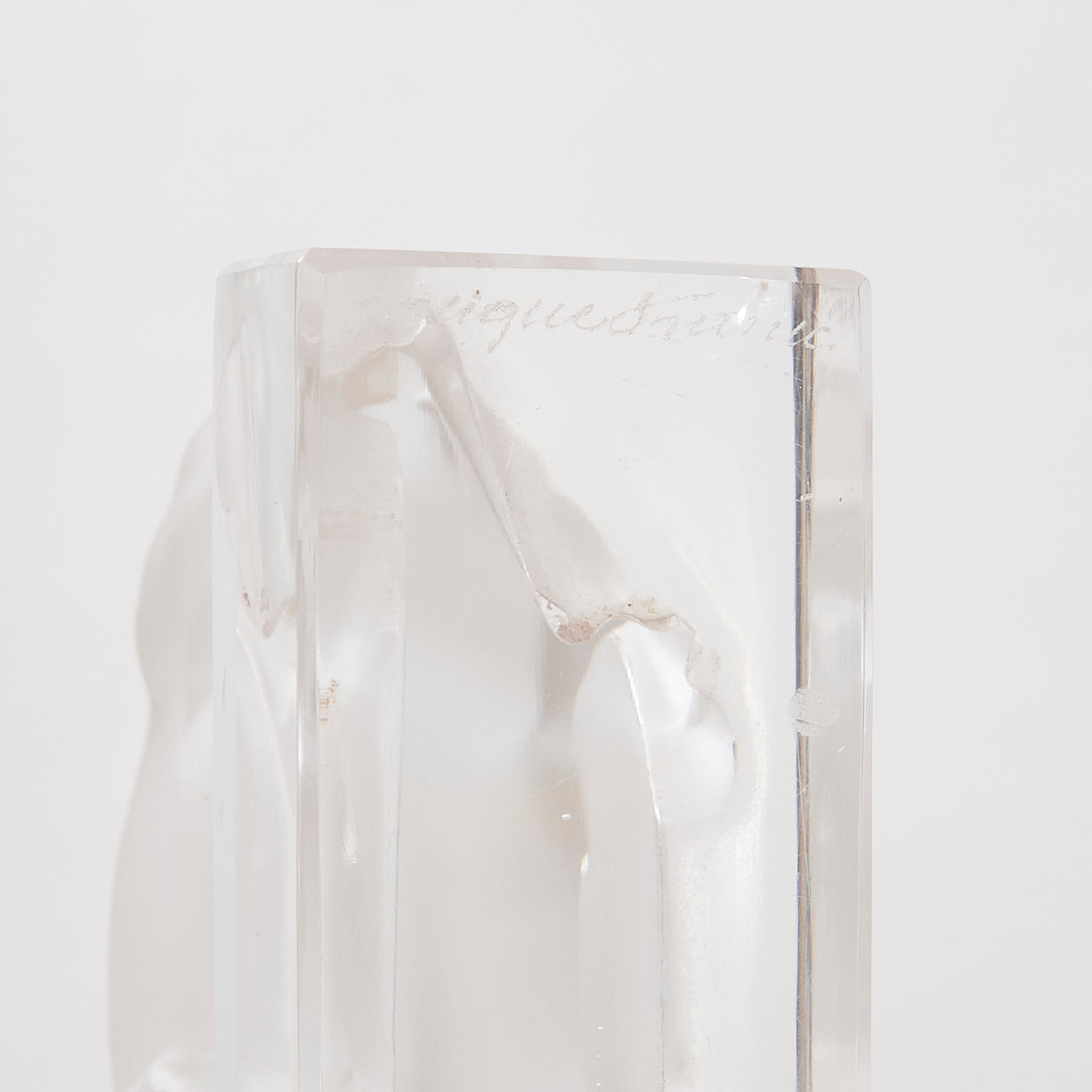 Signed Frosted Glass Bison Paperweight