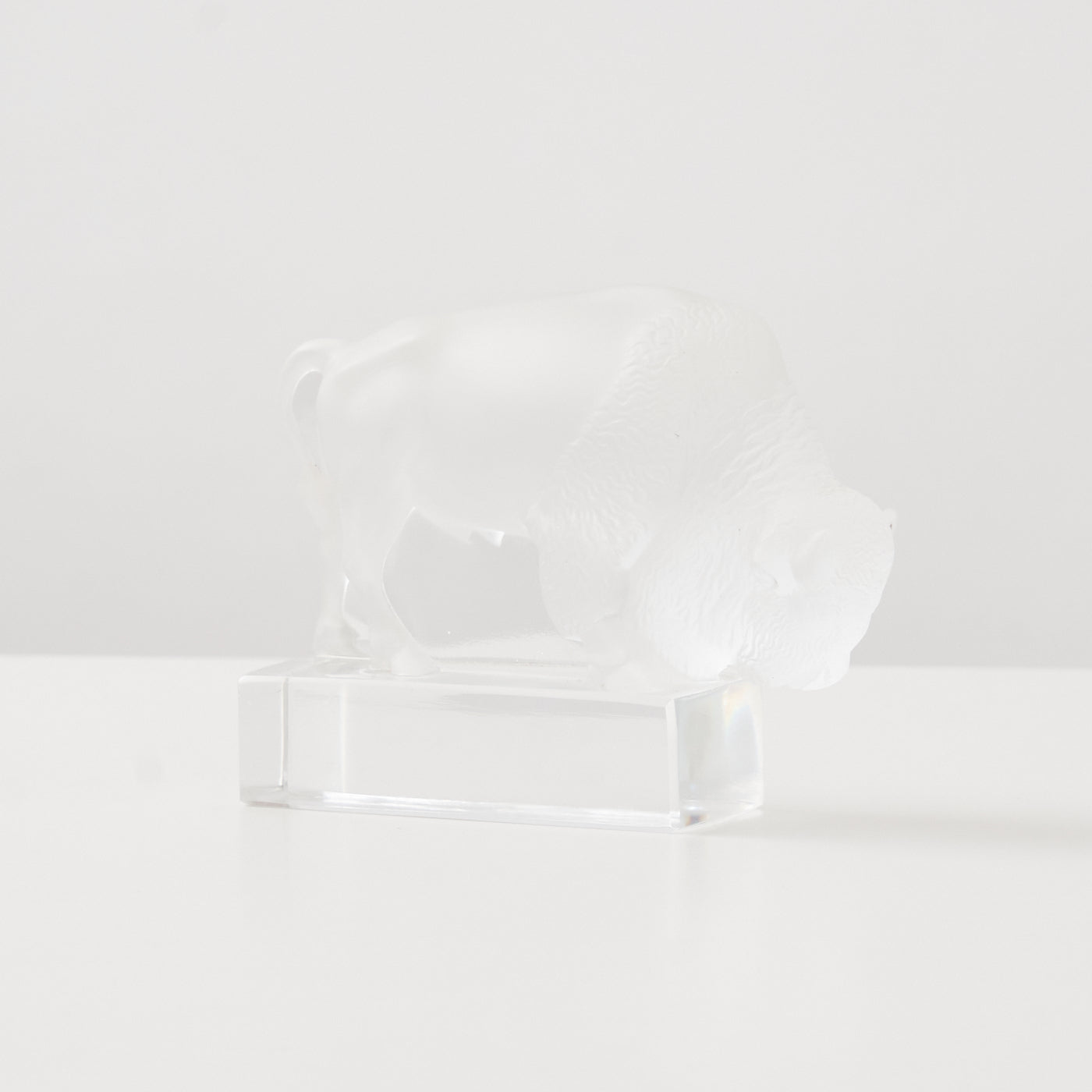 Signed Frosted Glass Bison Paperweight