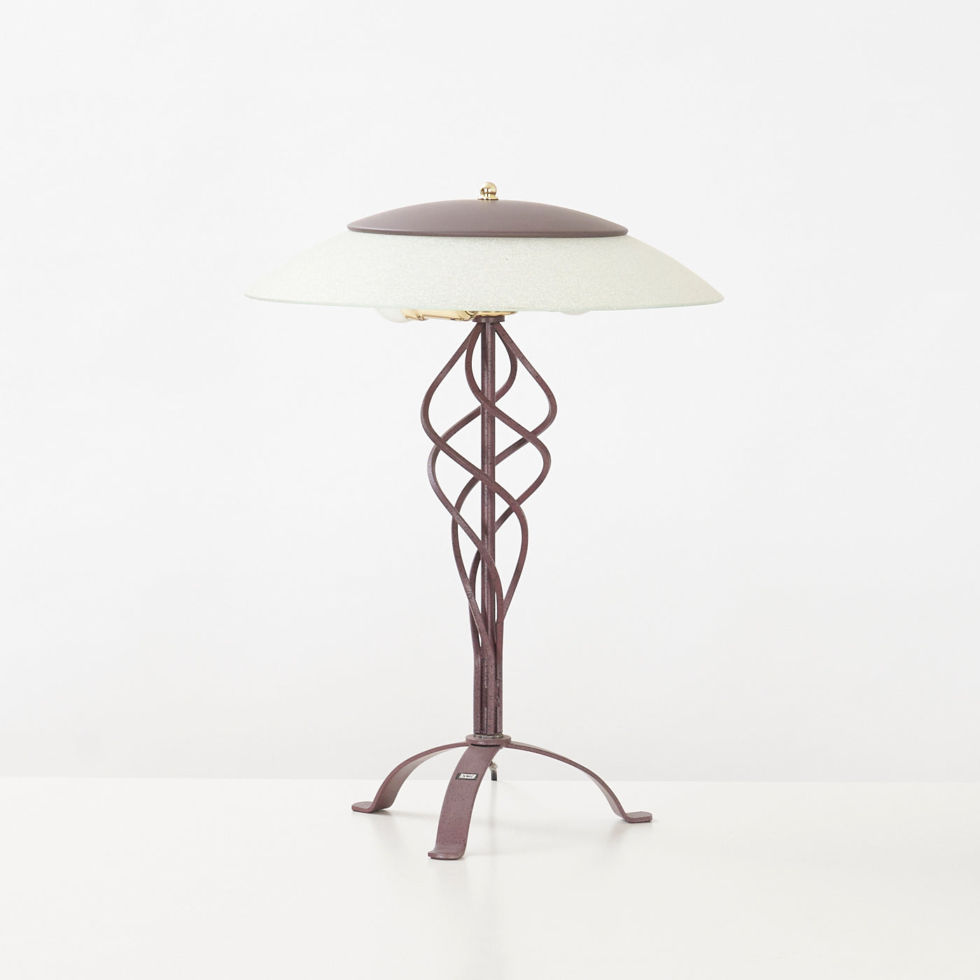 Vintage Glass & Iron Table Lamp