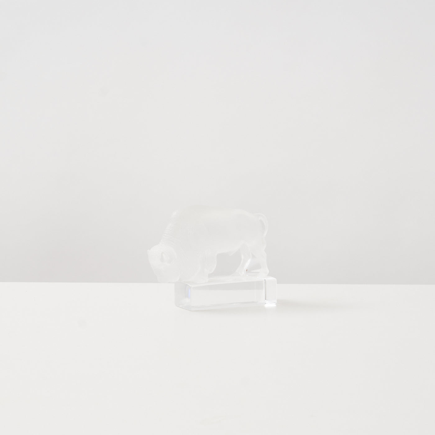 Signed Frosted Glass Bison Paperweight