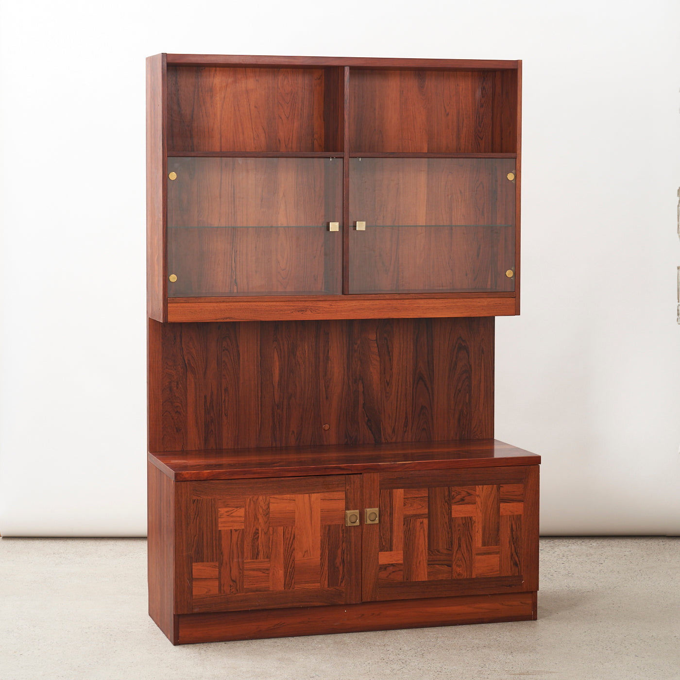 Rosewood Wall Unit w/ Glass Doors by Nils Jonsson for Troeds, Sweden