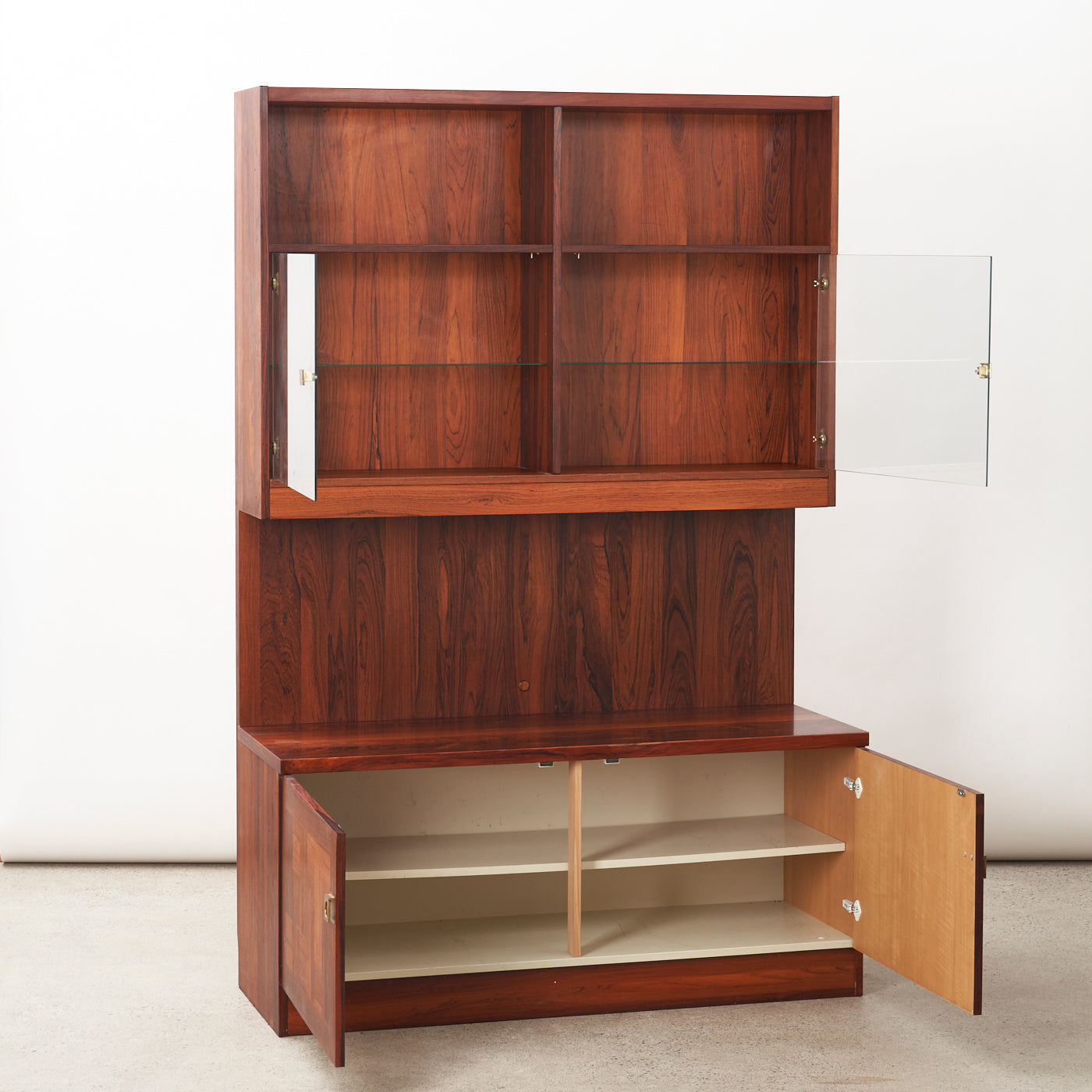 Rosewood Wall Unit w/ Glass Doors by Nils Jonsson for Troeds, Sweden