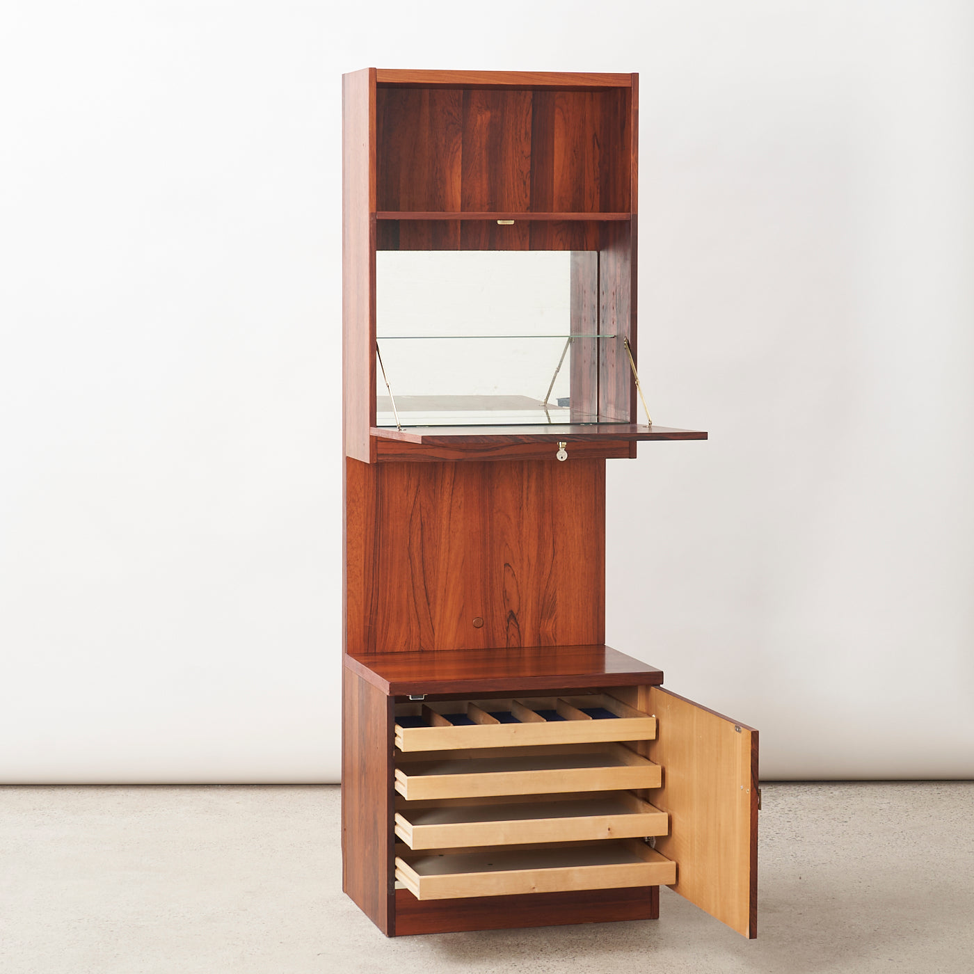 Rosewood Wall Unit w/ Bar by Nils Jonsson for Troeds, Sweden