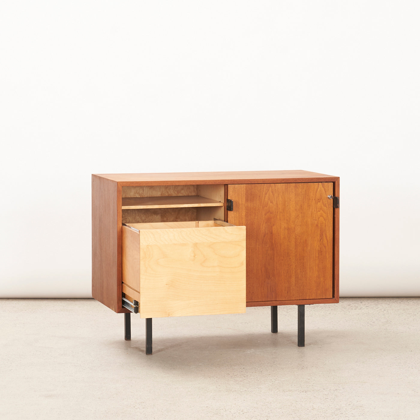Walnut & Chrome Cabinet by Knoll