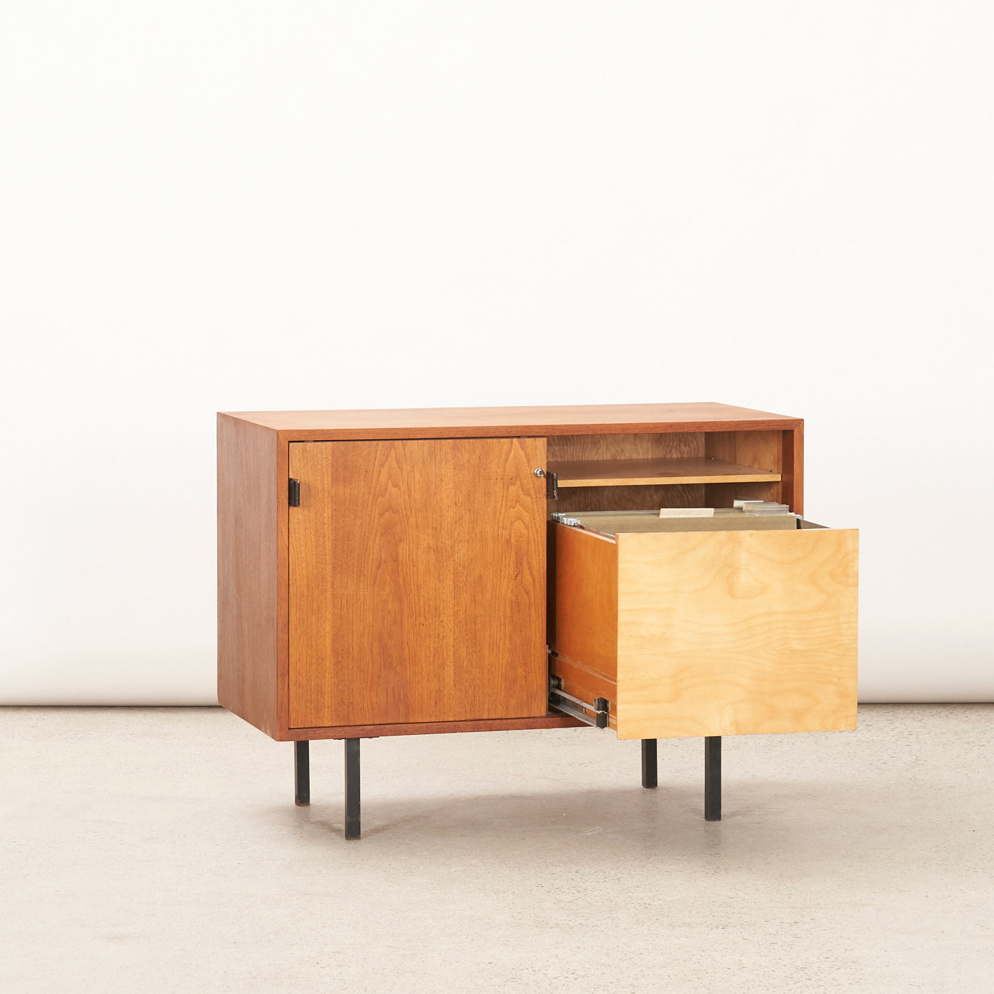 Walnut & Chrome Cabinet by Knoll