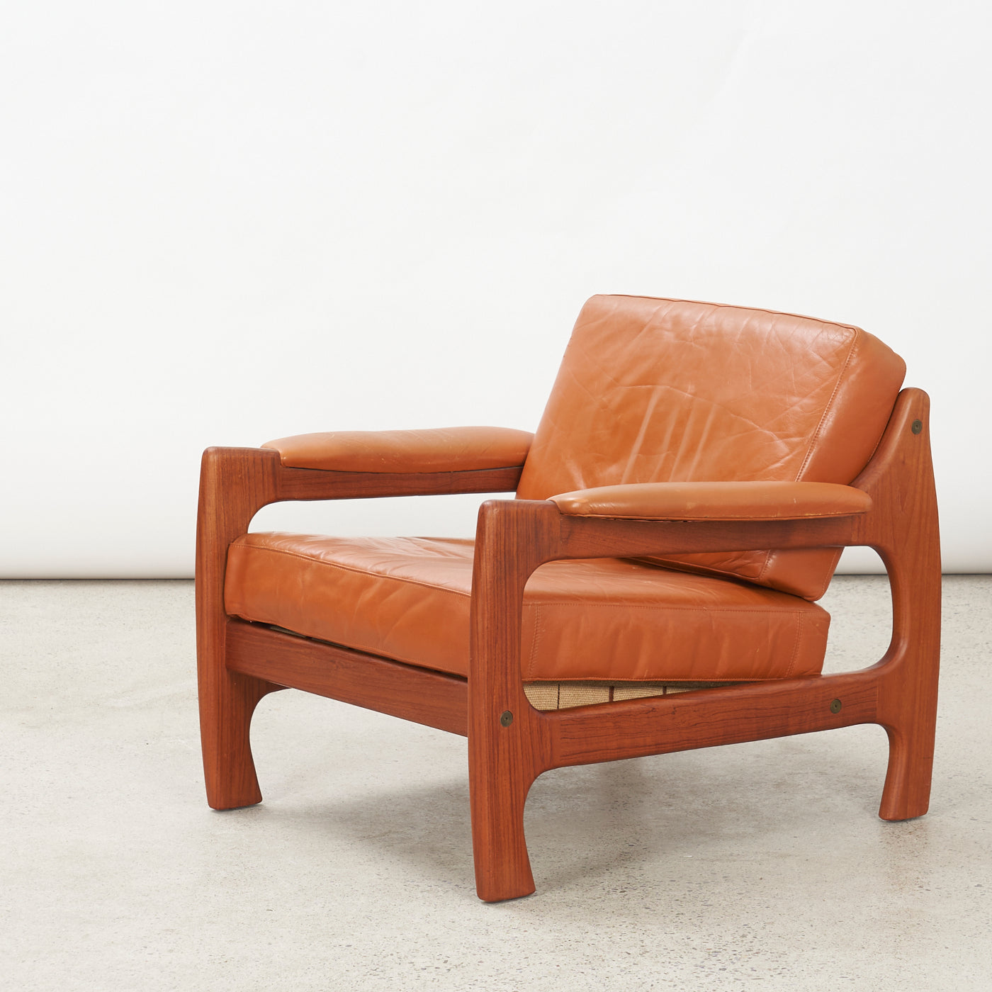 Teak & Leather Lounge Chair