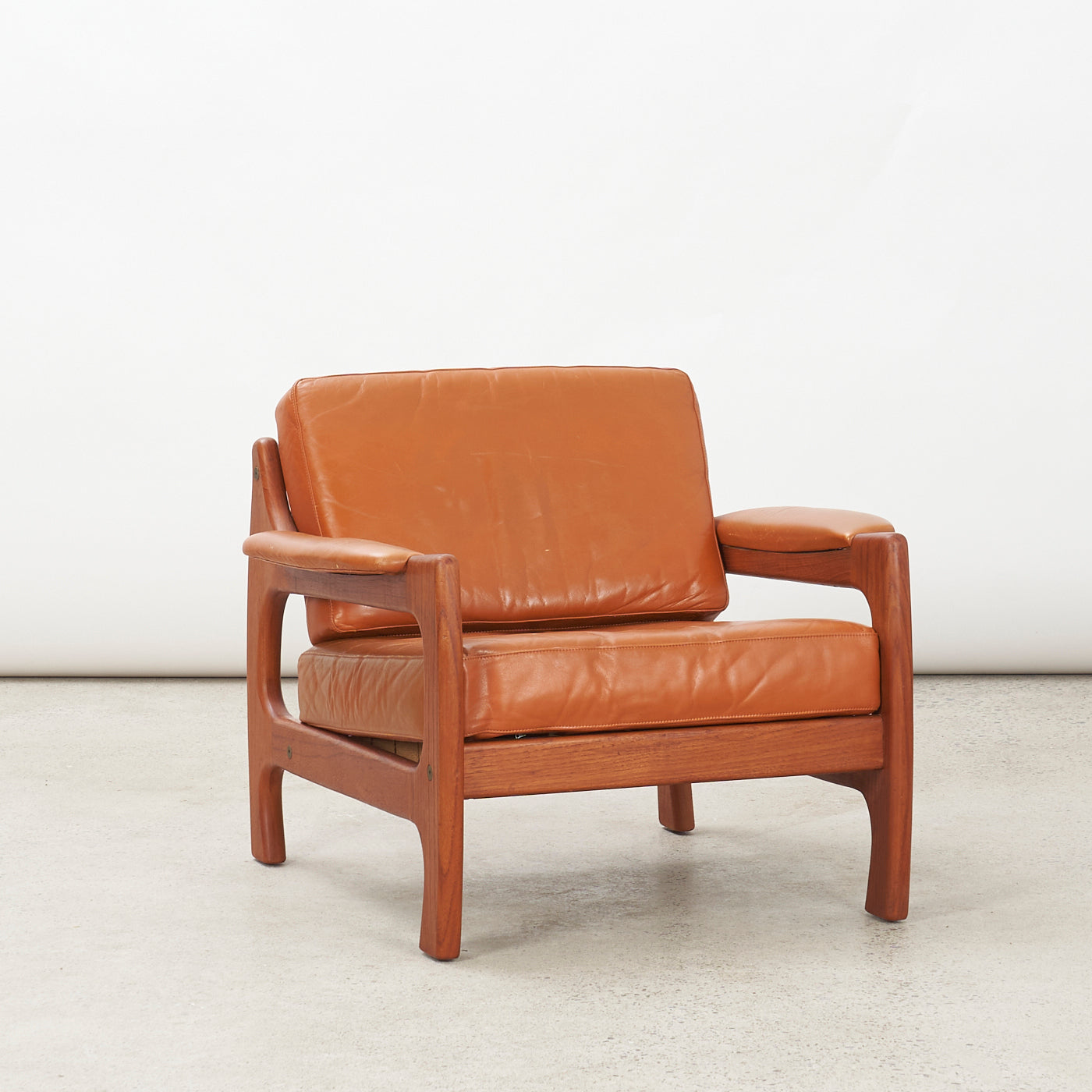 Teak & Leather Lounge Chair