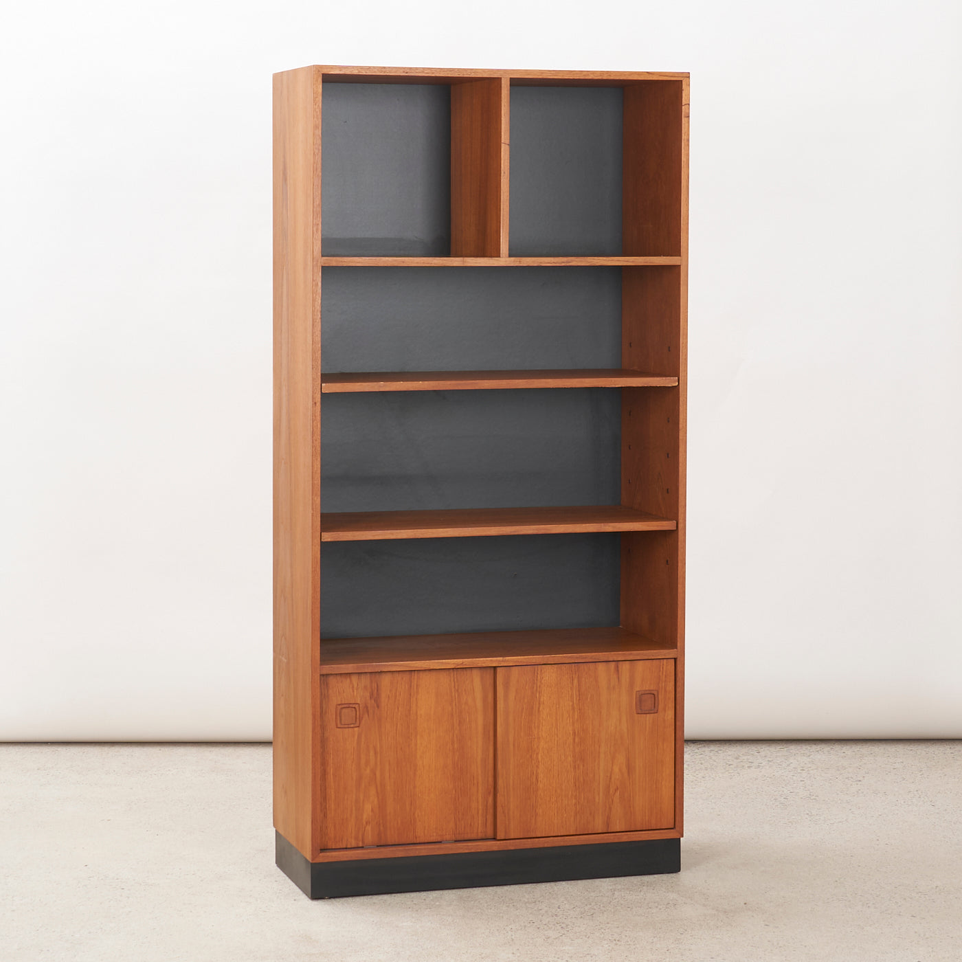 Teak Bookcase w/ Sliding Doors