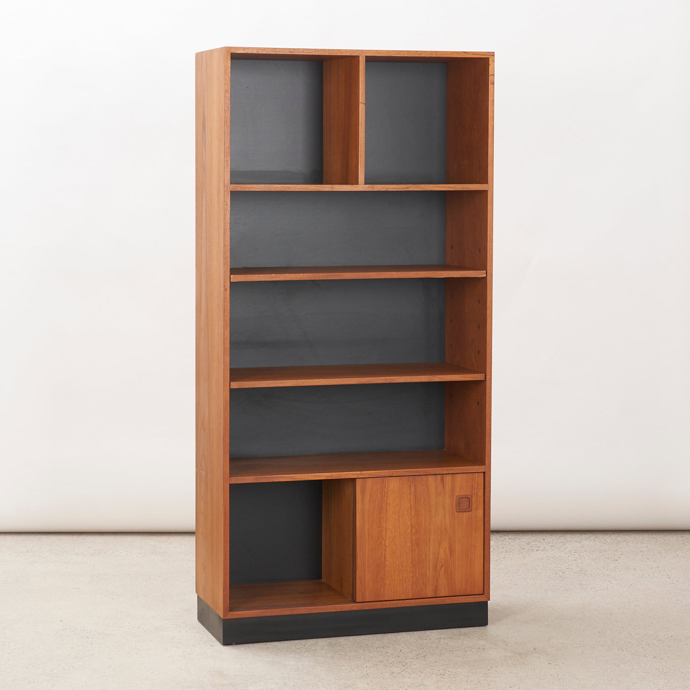 Teak Bookcase w/ Sliding Doors