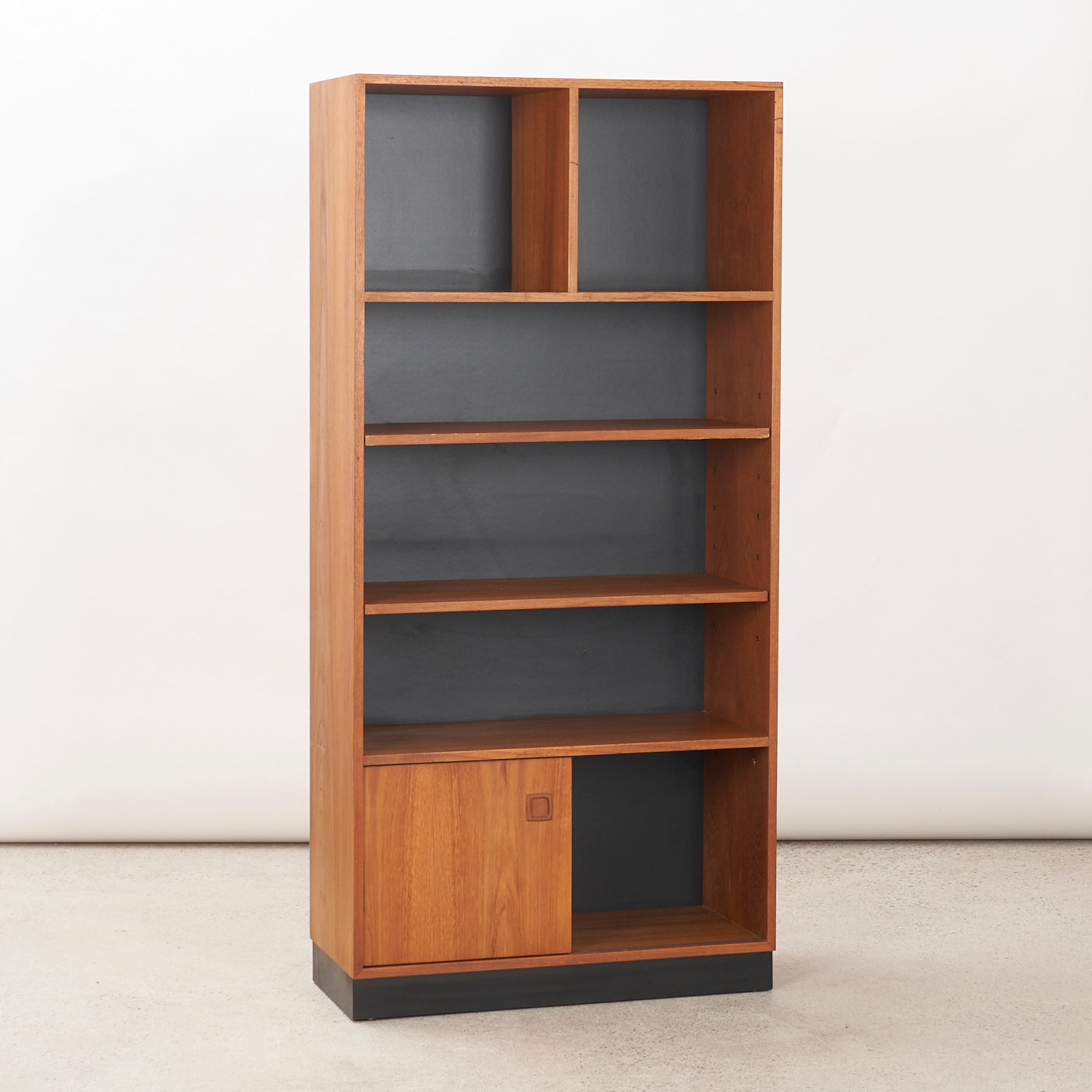 Teak Bookcase w/ Sliding Doors