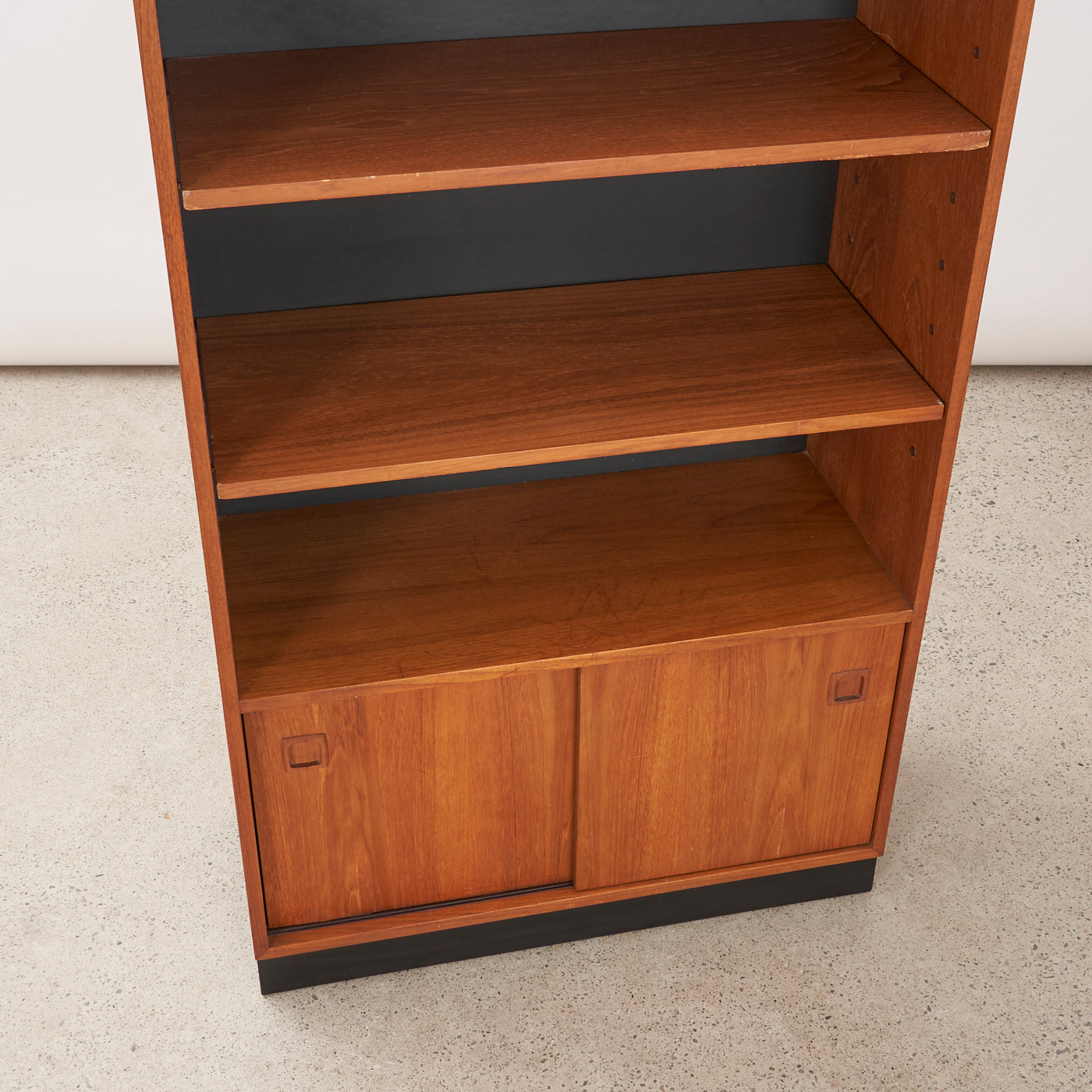 Teak Bookcase w/ Sliding Doors