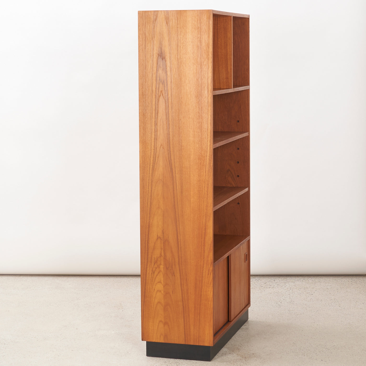 Teak Bookcase w/ Sliding Doors