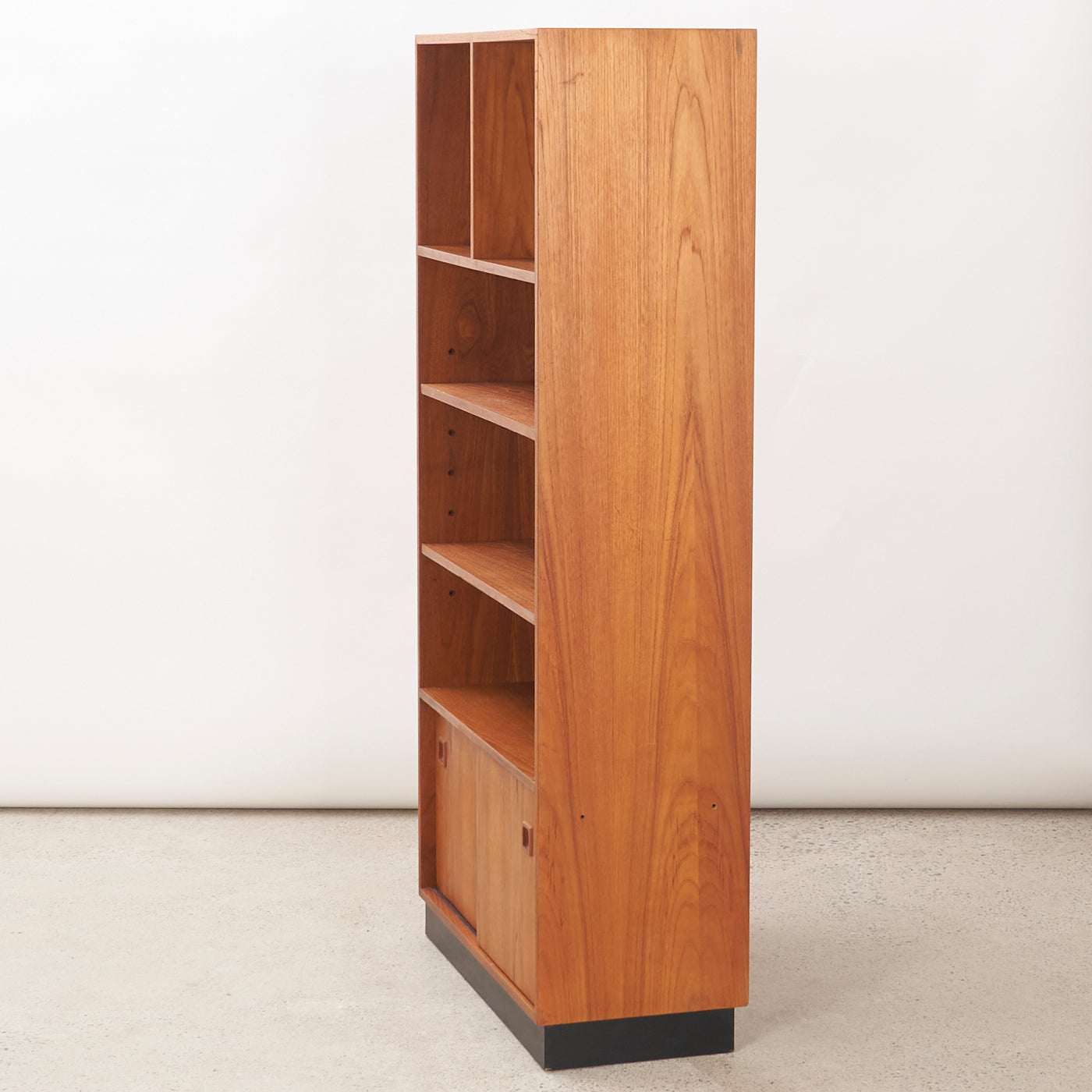 Teak Bookcase w/ Sliding Doors