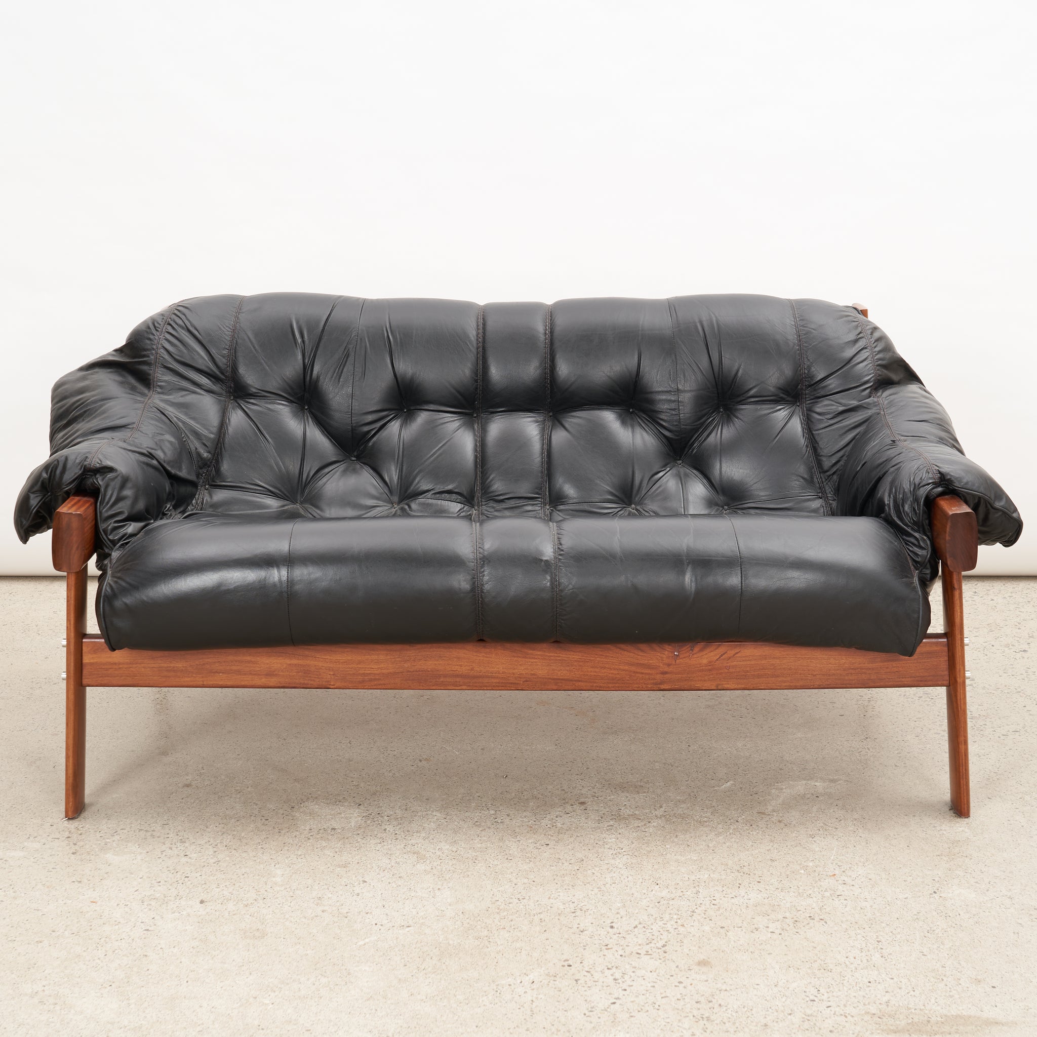 Brazilian Rosewood & Leather Two Seater Sofa by Percival Lafer