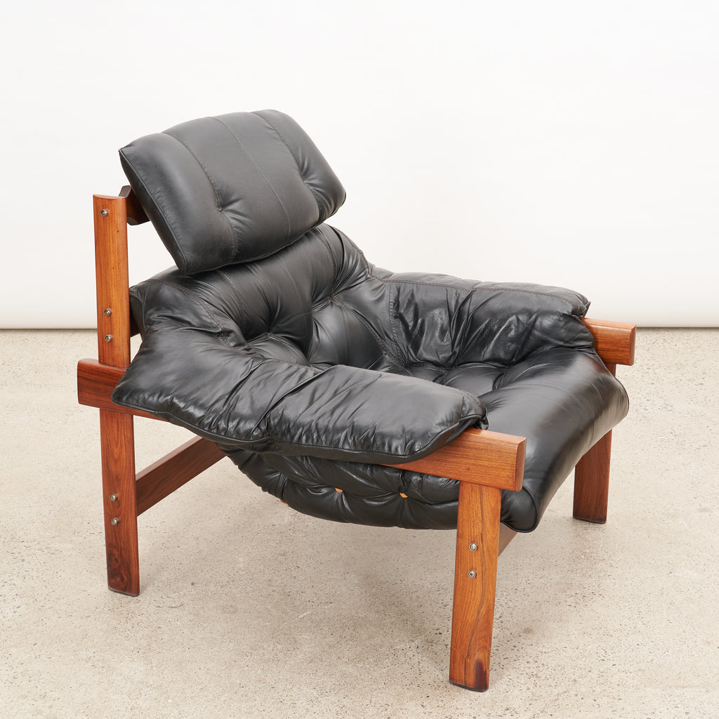 'MP-43' Brazilian Rosewood & Leather Lounge Chair by Percival Lafer. Vintage furniture. Mid-century modern. Brazilian modernist.