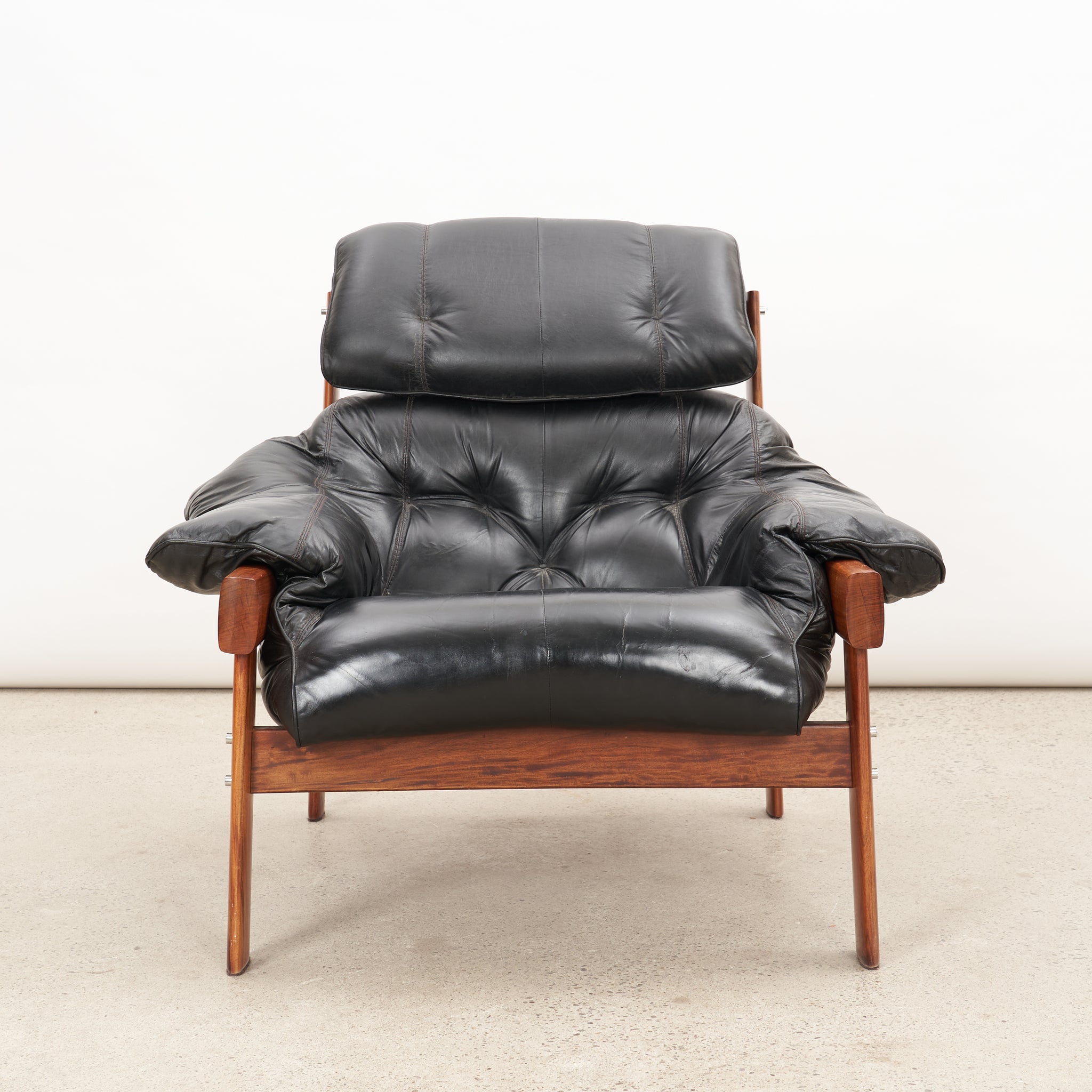 Brazilian Rosewood & Leather Lounge Chair by Percival Lafer
