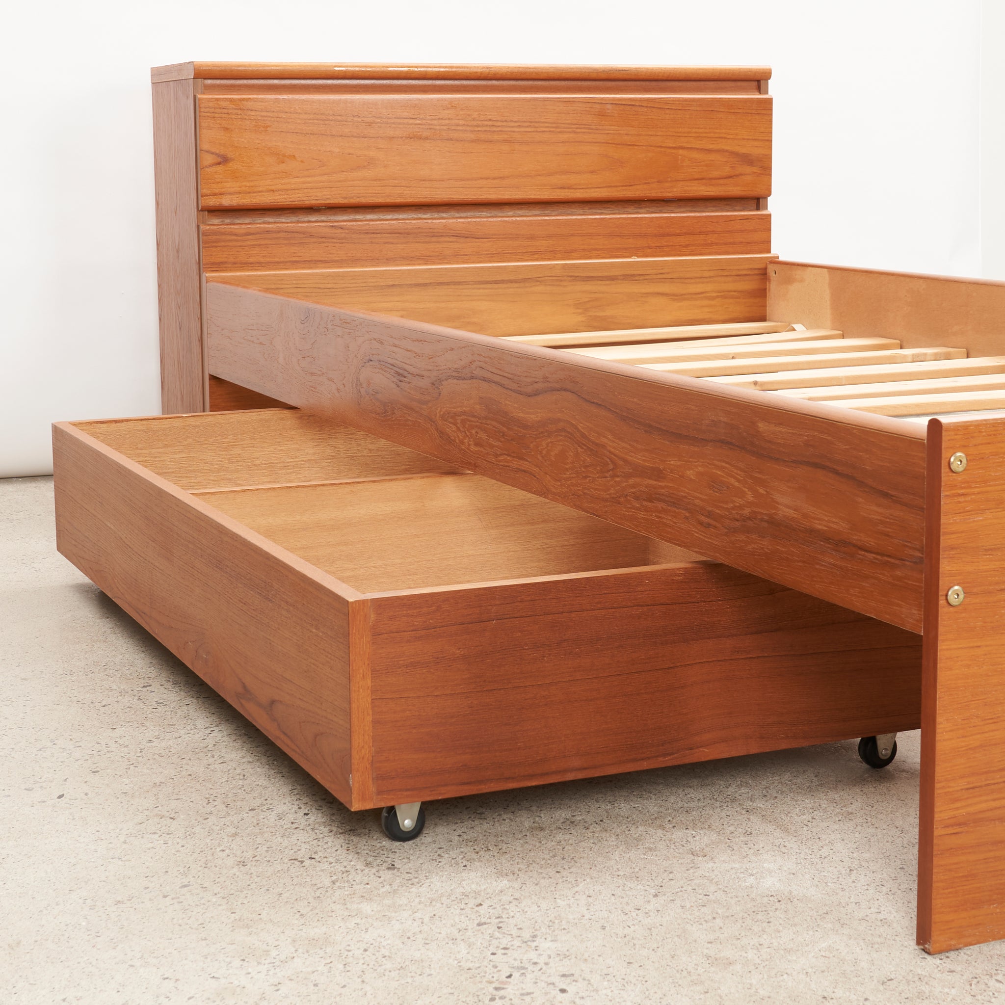 Teak Twin Bed w/ Storage