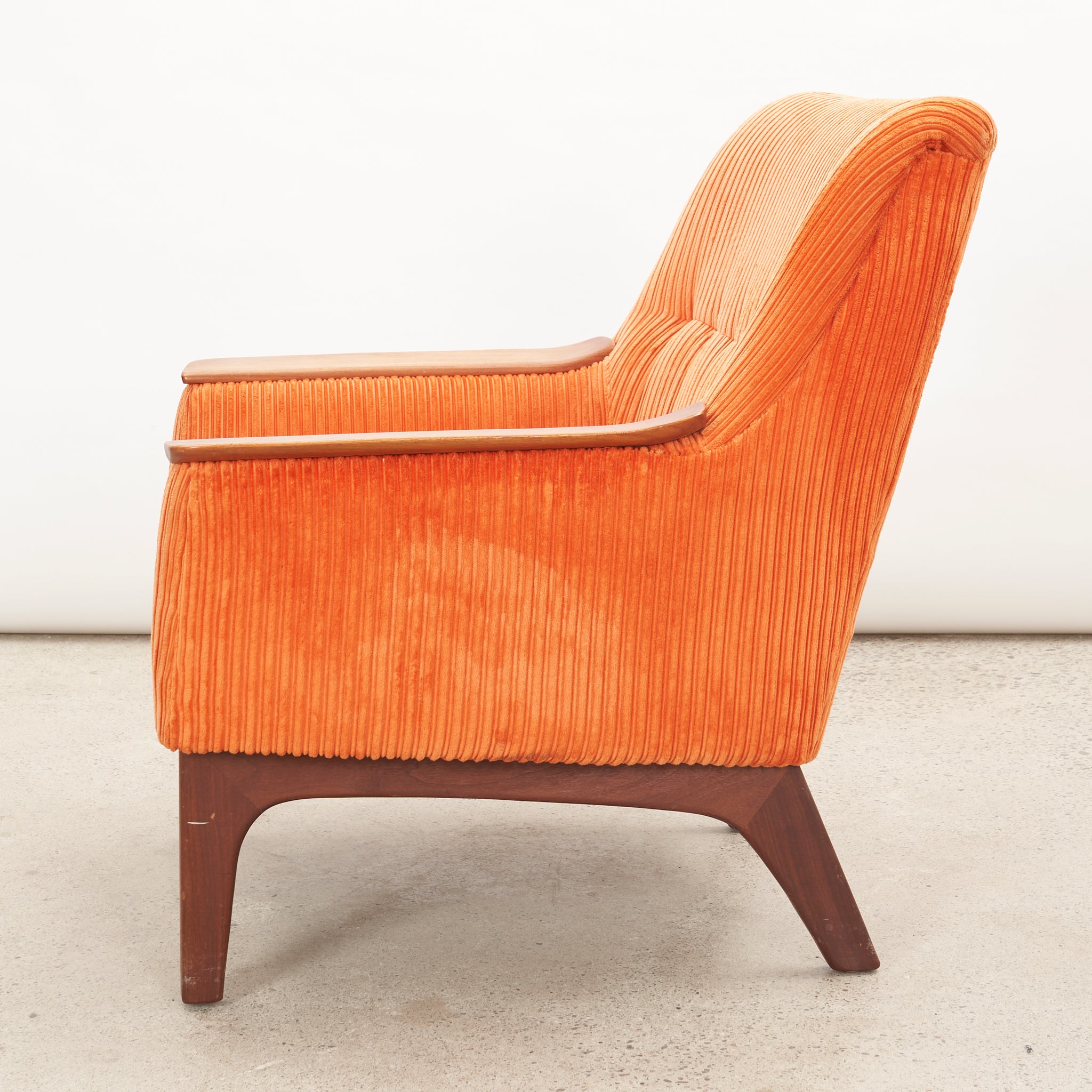 Teak Frame Upholstered Lounge Chair