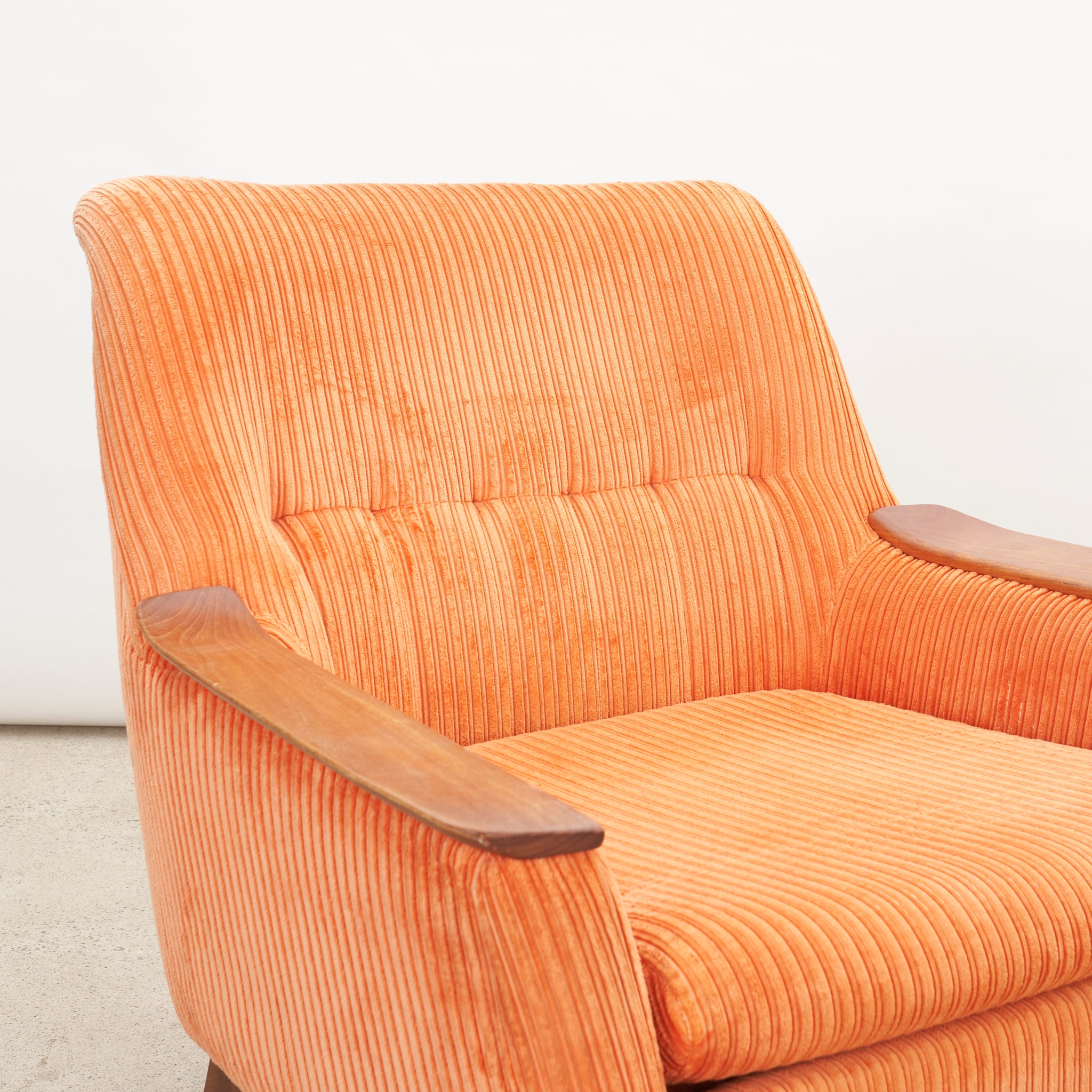 Teak Frame Upholstered Lounge Chair