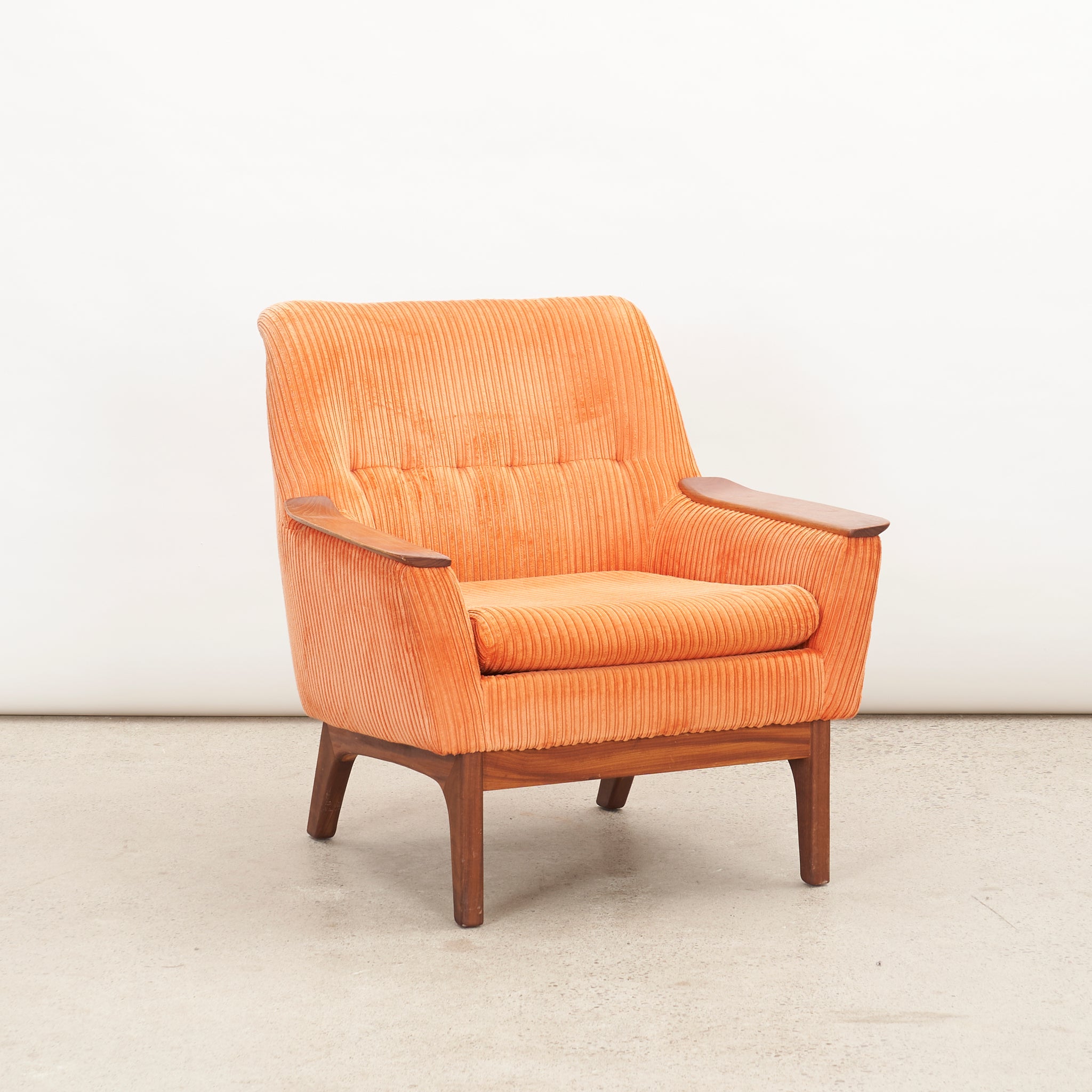 Teak Frame Upholstered Lounge Chair