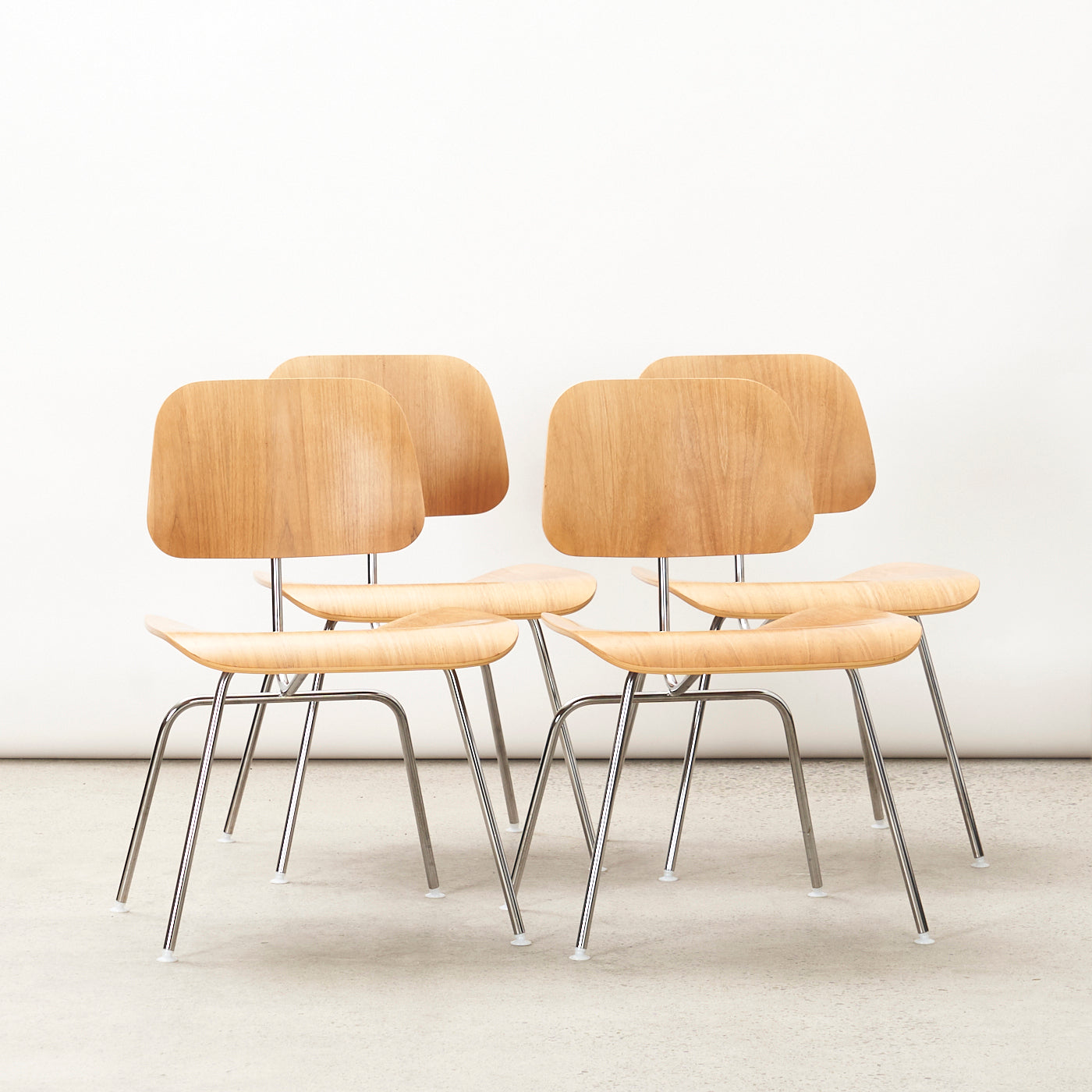 Set of 4 Walnut Eames DCM for Herman Miller