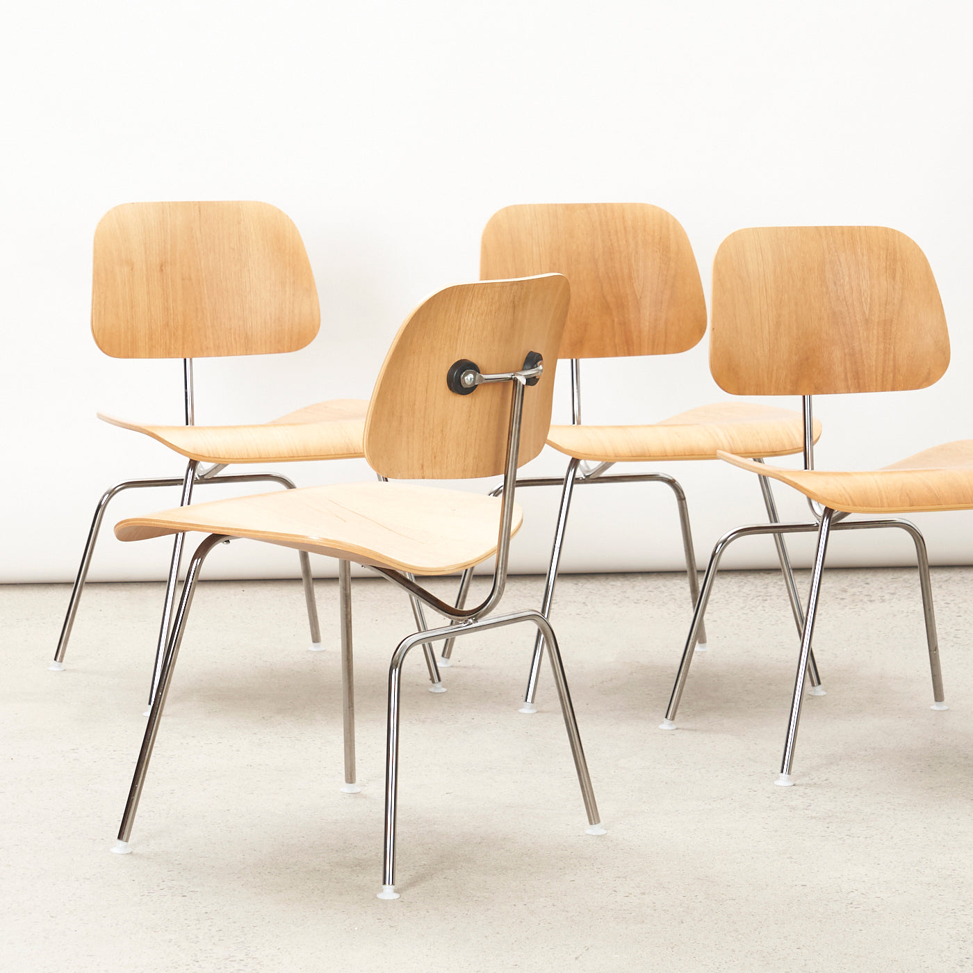 Set of 4 Walnut Eames DCM for Herman Miller