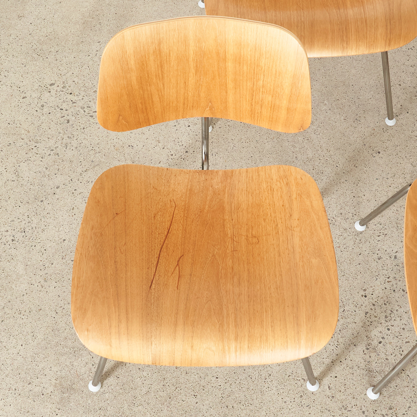 Set of 4 Walnut Eames DCM for Herman Miller